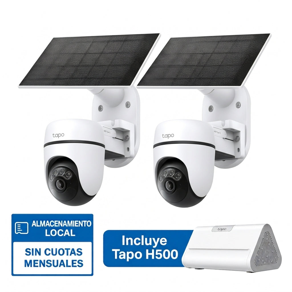 2K 3MP Solar Exterior IA 360° con Hub IA| Tapo H500 + C610KIT (2-pack)