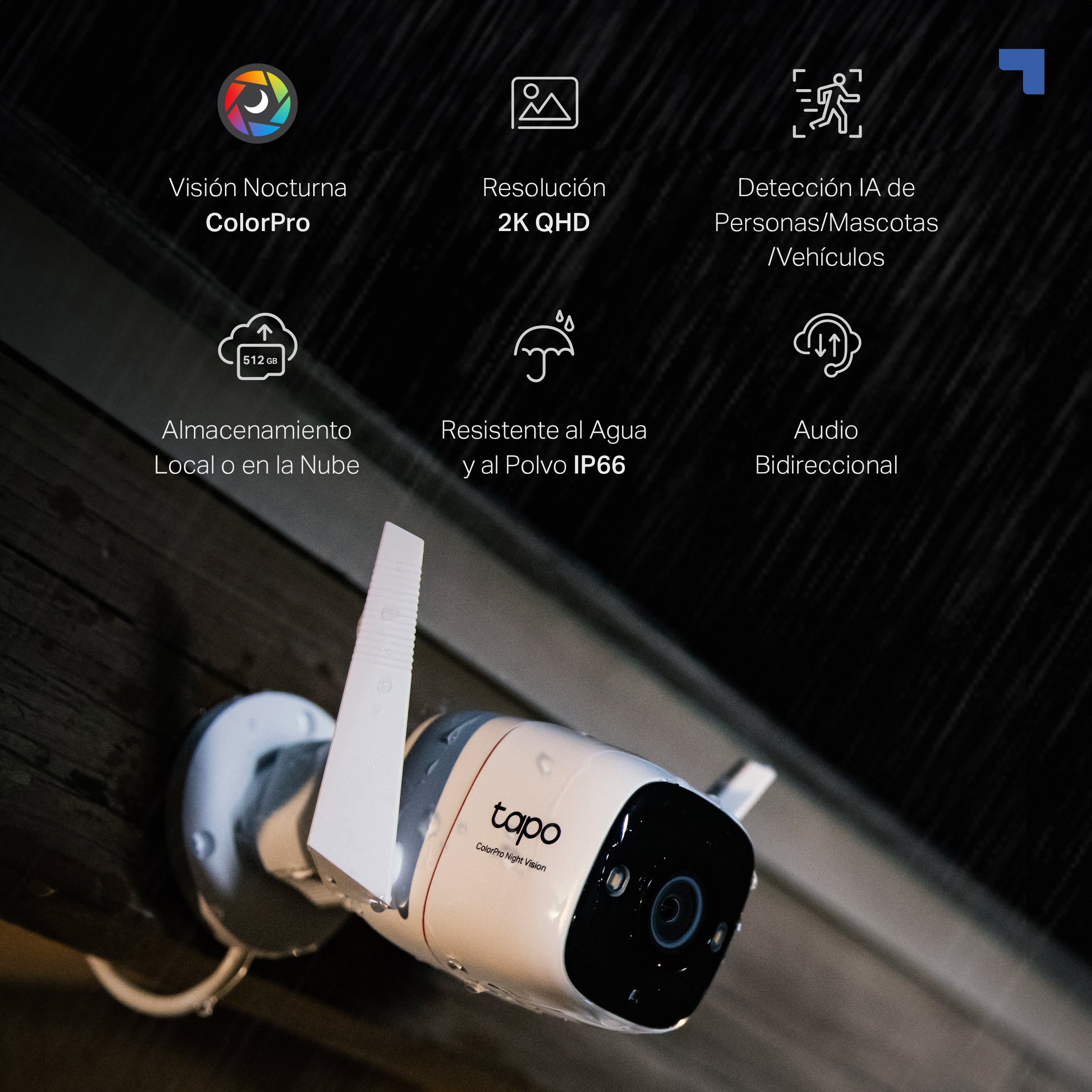 TAPO C325WB - Cámara de Vigilancia Wi-Fi para Exterior, 2K QHD, Visión Nocturna ColorPro