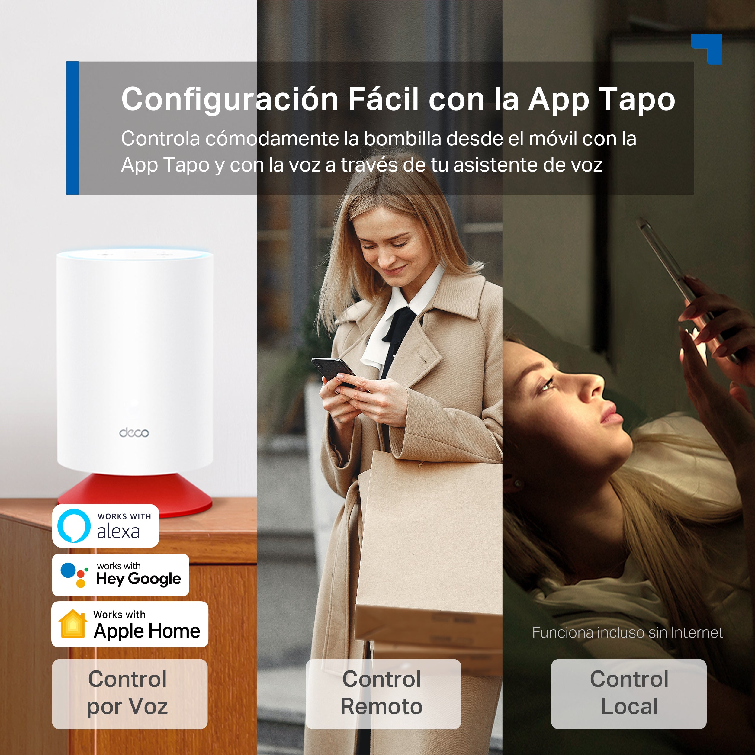 Tapo P300 - Regleta Inteligente de 3 Enchufes con USB de Carga Rápida