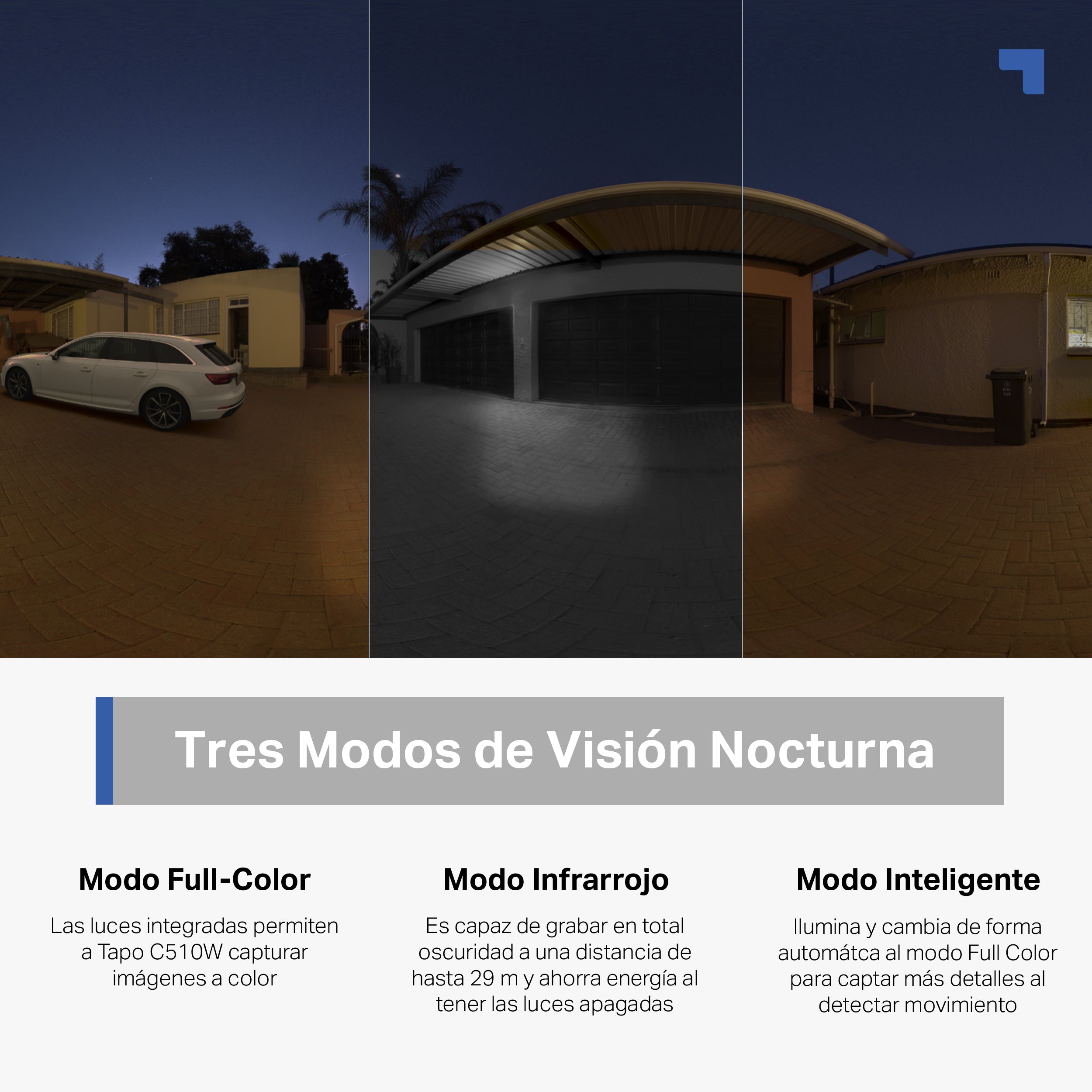 Tapo C510W - Cámara de Vigilancia Wi-Fi Inteligente para Exterior, Rotación 360º, 2K 3MP, IP65, Detección IA, Visión nocturna, Modo Privacidad