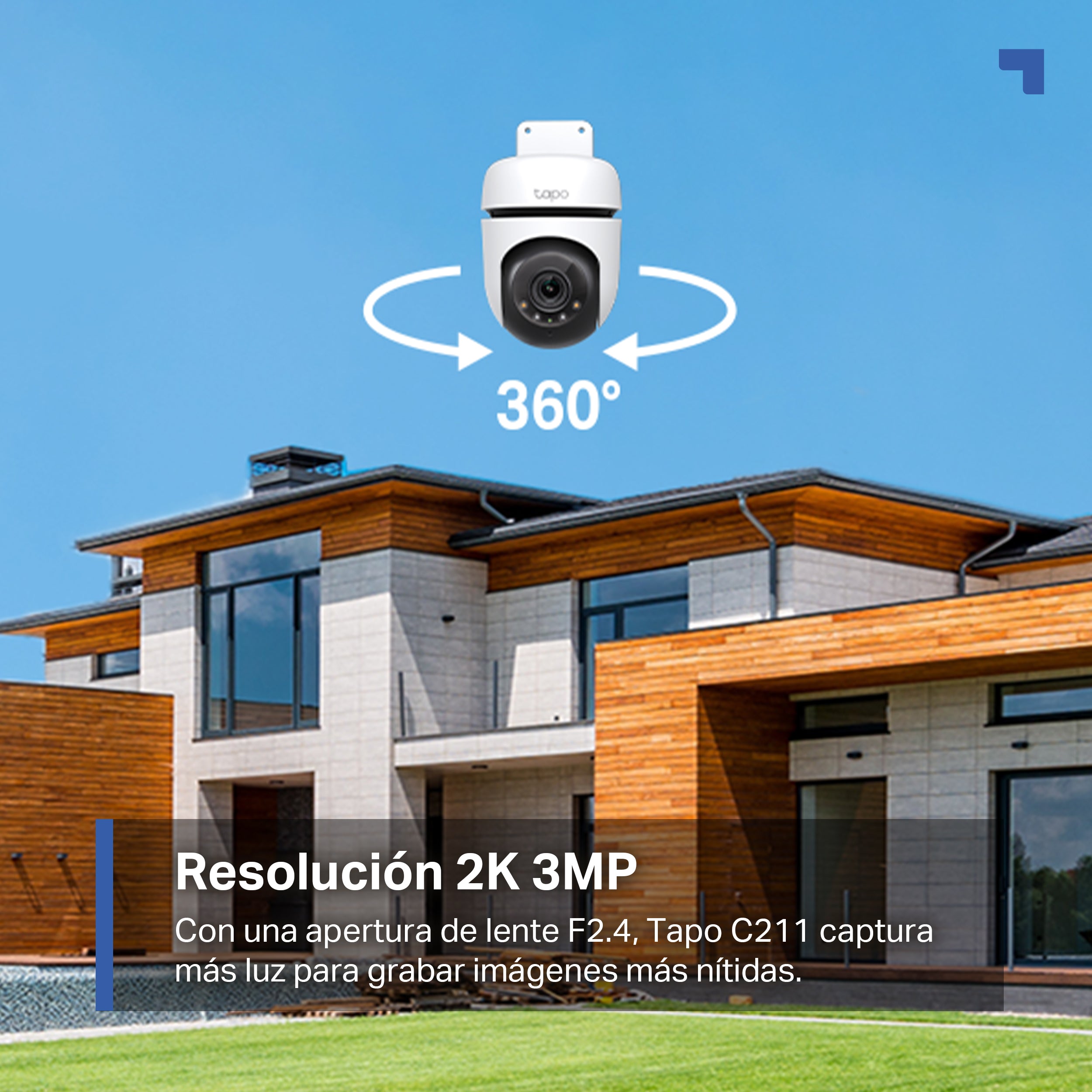 Tapo C510W - Cámara de Vigilancia Wi-Fi Inteligente para Exterior, Rotación 360º, 2K 3MP, IP65, Detección IA, Visión nocturna, Modo Privacidad