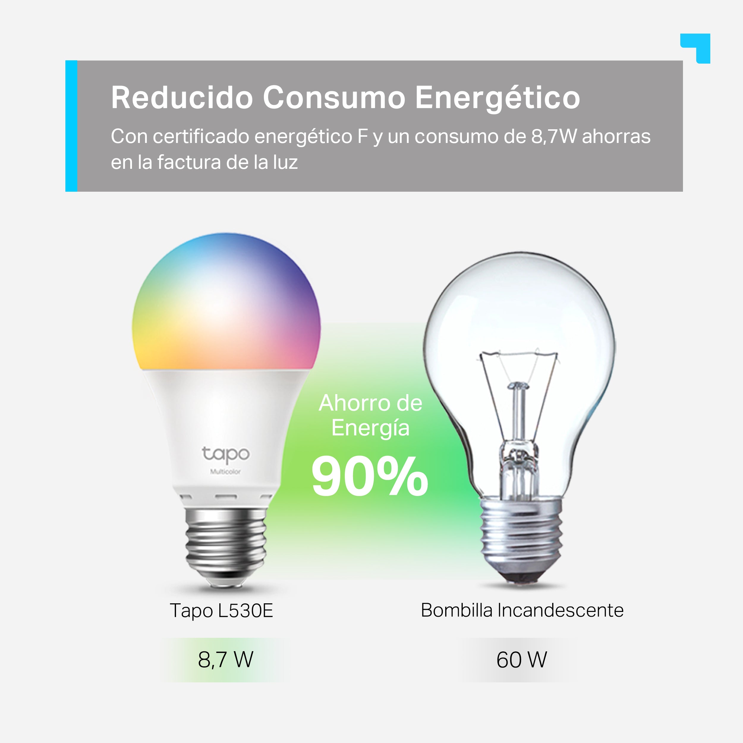 Tapo L530E - Bombilla LED Inteligente Regulable con 16 Millones de Colores RGB