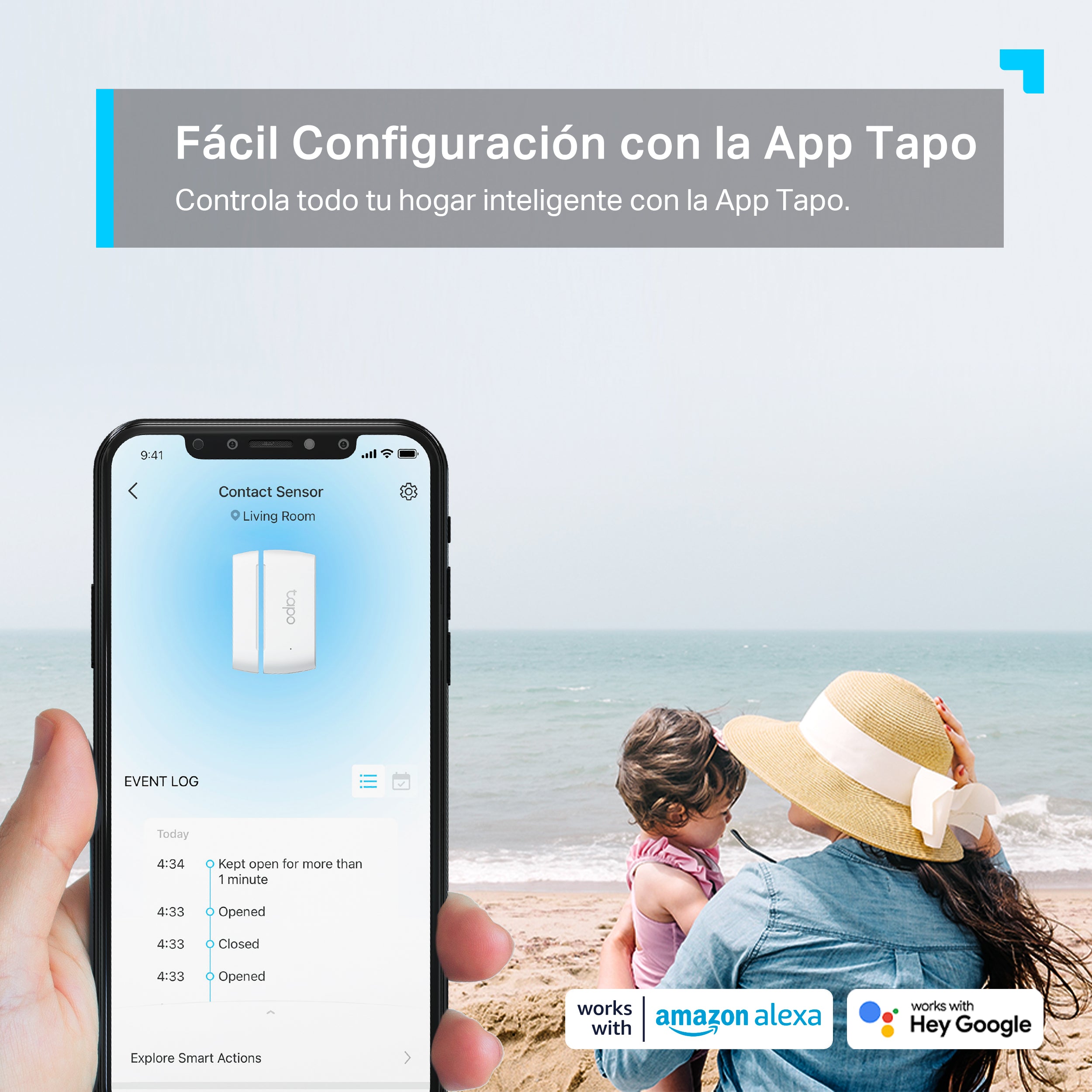Tapo T110 - Sensor de Contacto Inteligente, Notificaciones, Fácil Instalación, Acciones Inteligentes