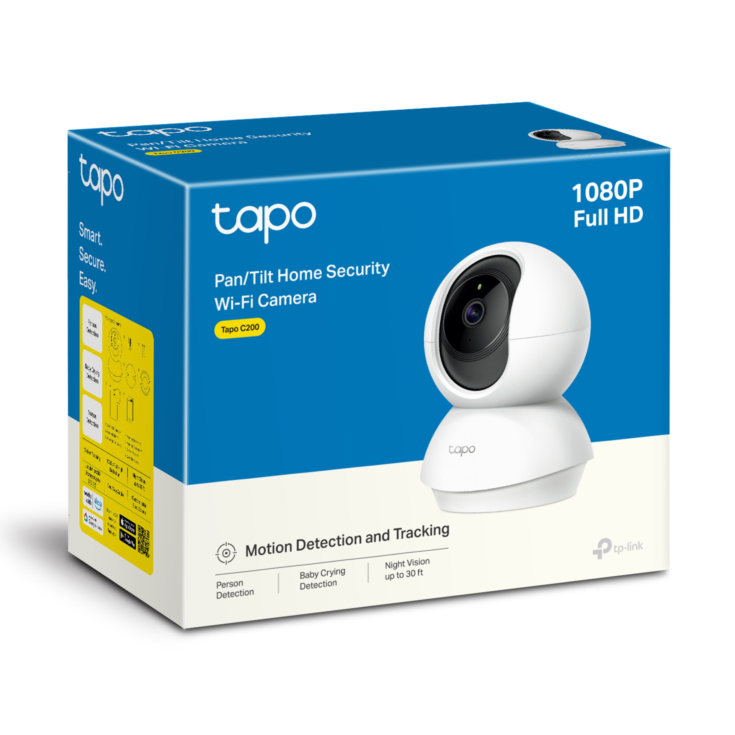 Tapo C200 - Cámara de Vigilancia Wi-Fi Inteligente, Rotación 360º, 1080p, Detección IA, Visión Nocturna