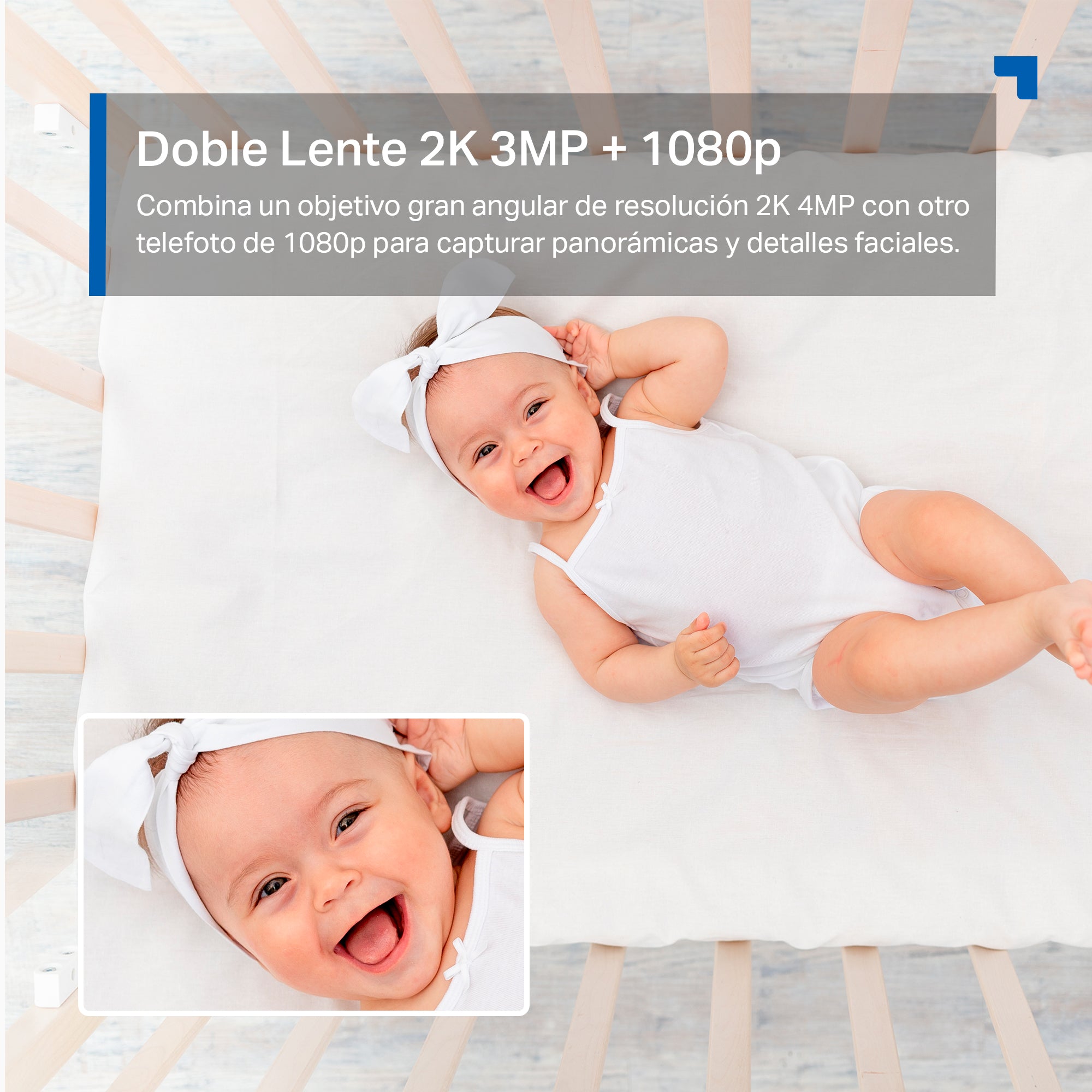 Tapo C840 - Cámara de Vigilancia para Bebé Doble Lente 2K 3MP + 1080p, 360º, Visión Nocturna a Color, Detección IA Gratuita