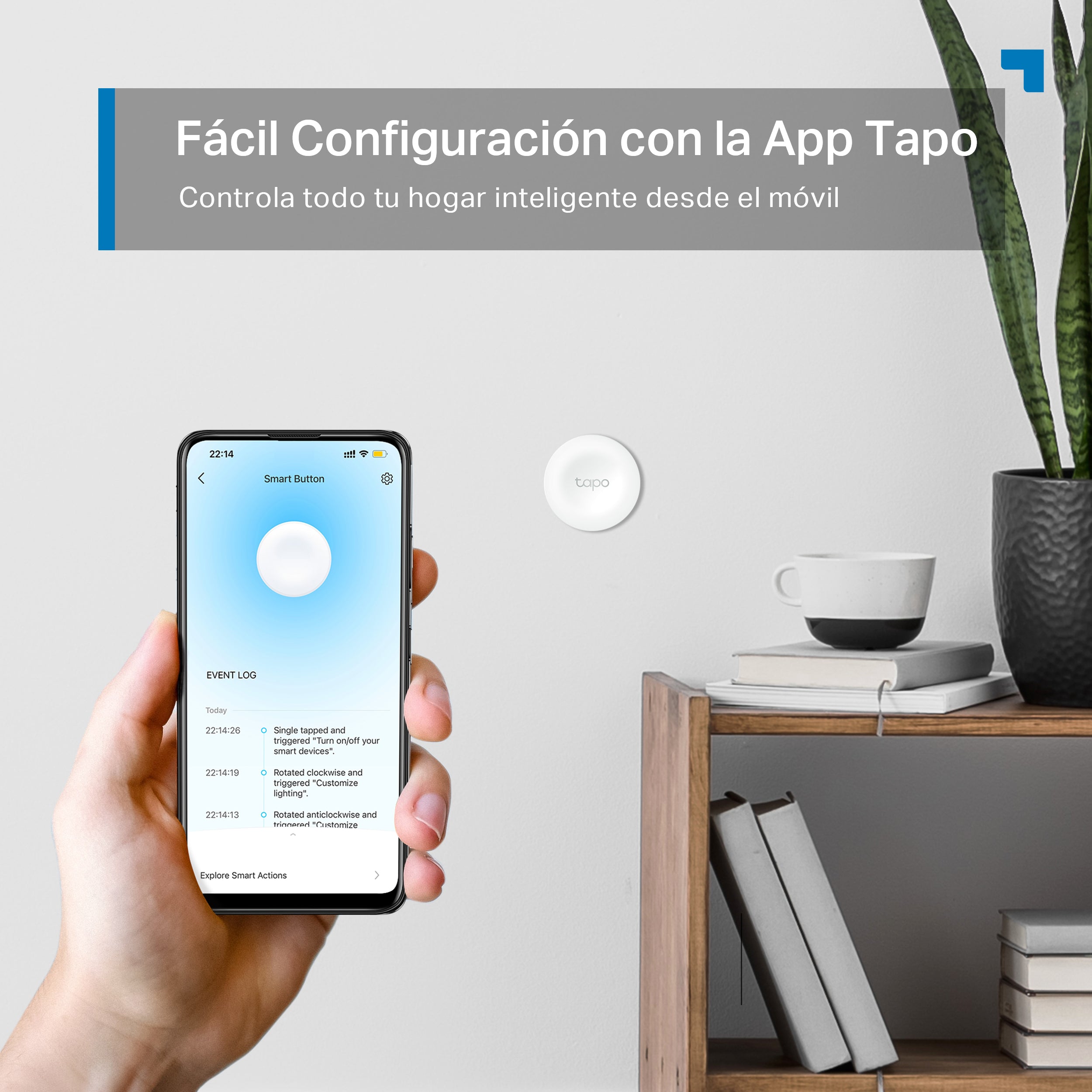 Tapo S200B - Botón Inteligente Tapo, 4 Funciones Personalizadas, Acciones Inteligentes, Montaje Flexible