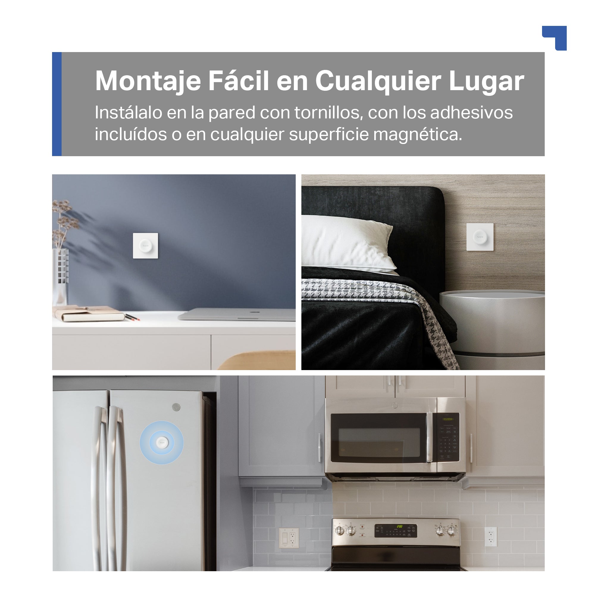 Tapo S200D - Botón Inteligente Tapo con Placa de Pared, 4 Funciones Personalizadas, Acciones Inteligentes, Montaje Flexible