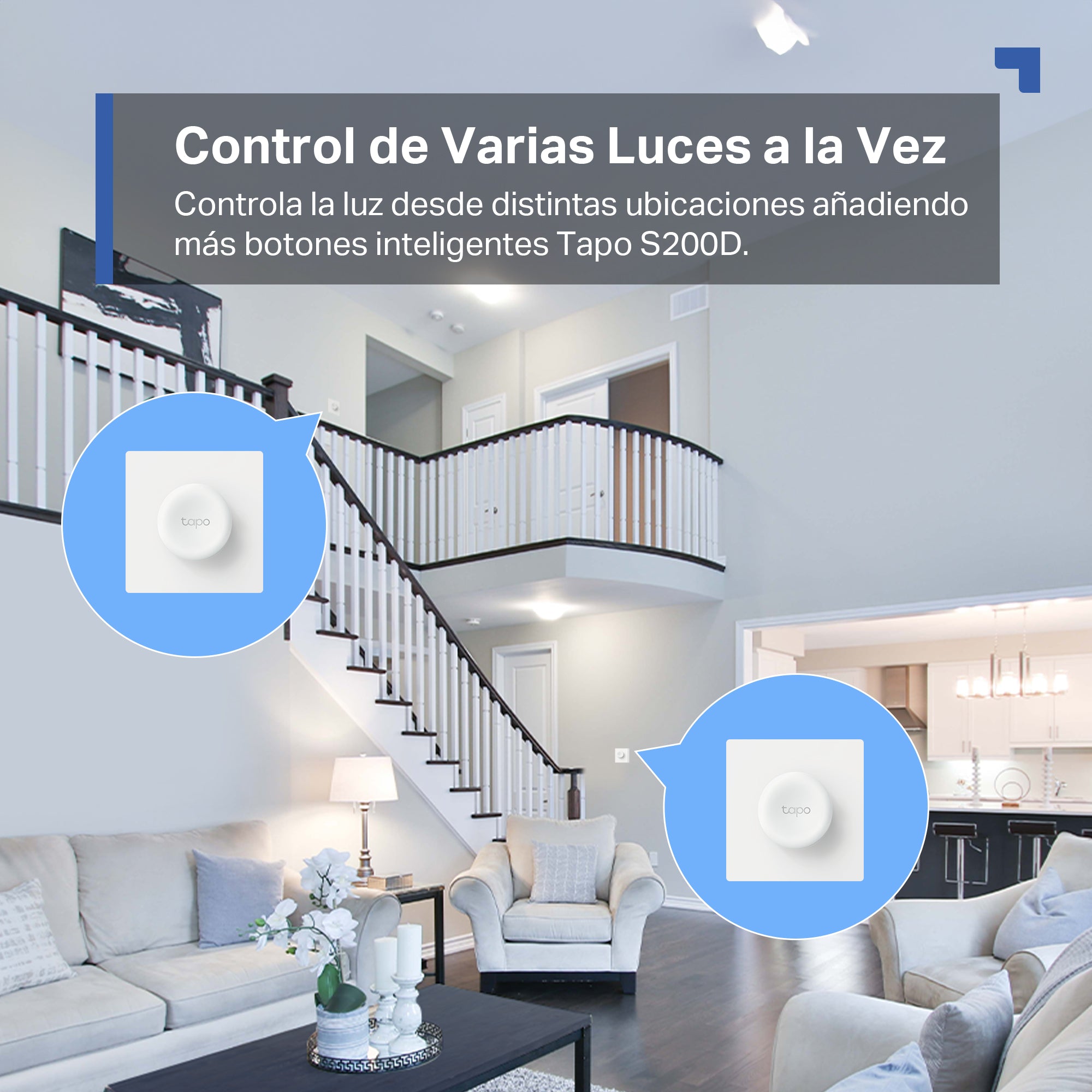 Tapo S200D - Botón Inteligente Tapo con Placa de Pared, 4 Funciones Personalizadas, Acciones Inteligentes, Montaje Flexible