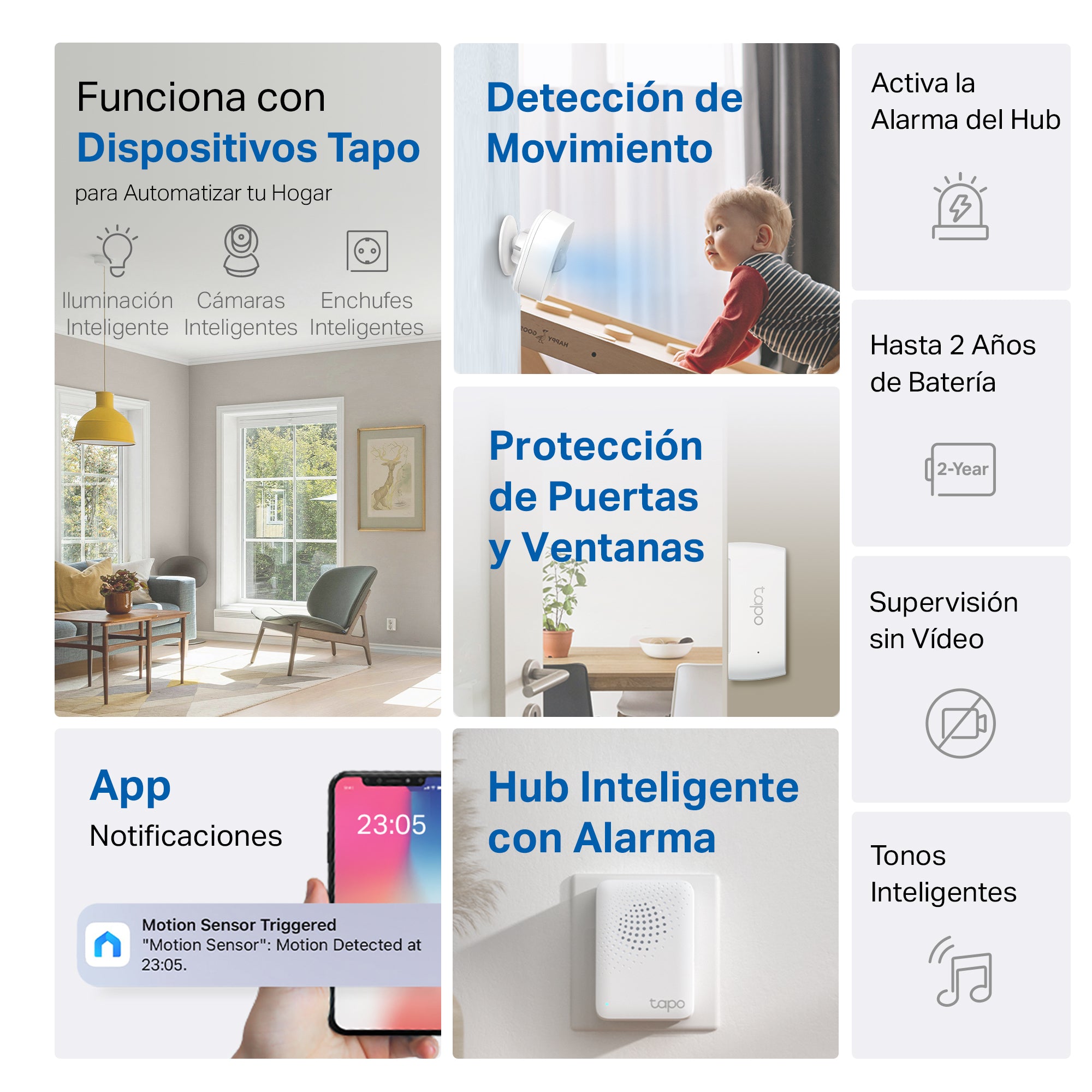 Tapo T30 KIT - Kit de Sensores Inteligentes (2x Sensor de Contacto, 1x Sensor de Movimiento y Hub Tapo)