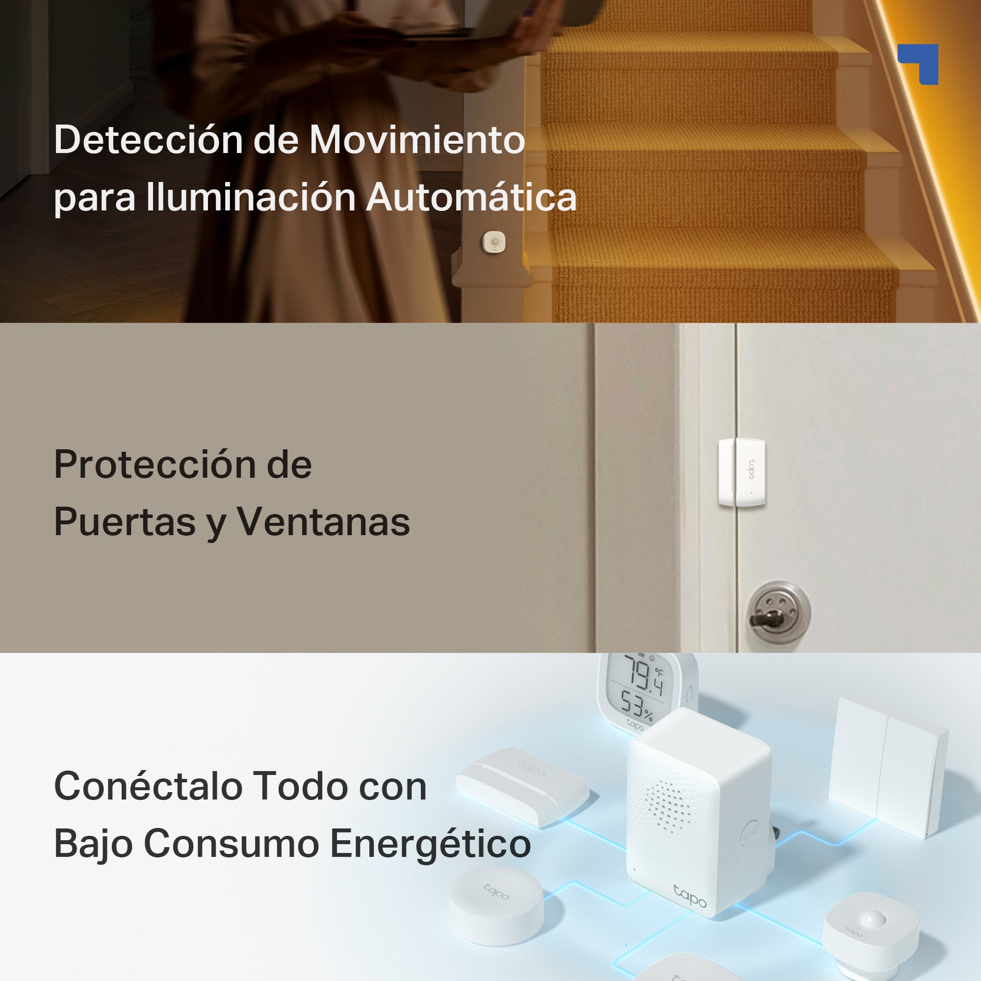 Tapo T30 KIT - Kit de Sensores Inteligentes (2x Sensor de Contacto, 1x Sensor de Movimiento y Hub Tapo)