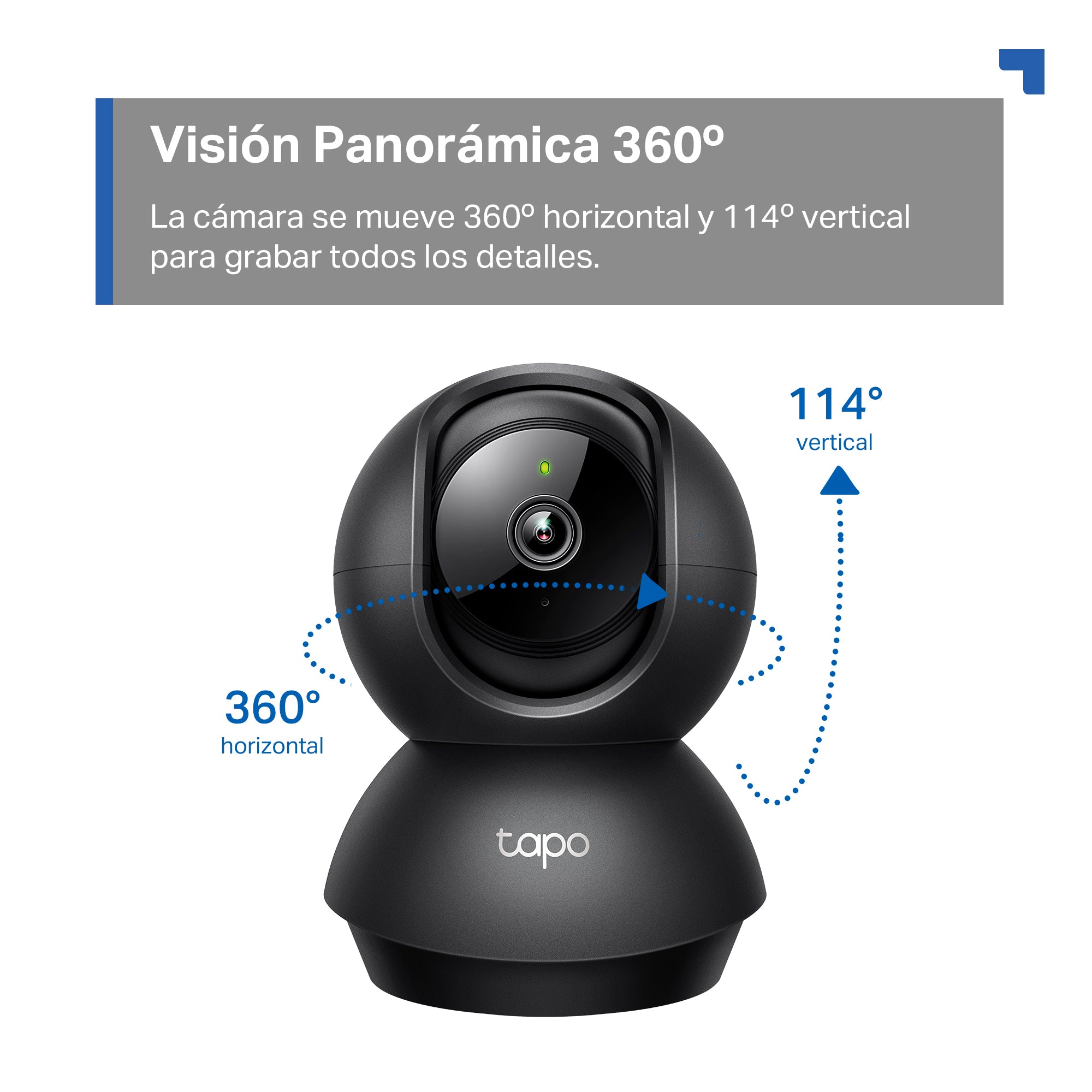 Tapo C201 - Cámara de Vigilancia Wi-Fi Inteligente, Rotación 360º, 1080p, Detección IA, Visión Nocturna, Color Negro
