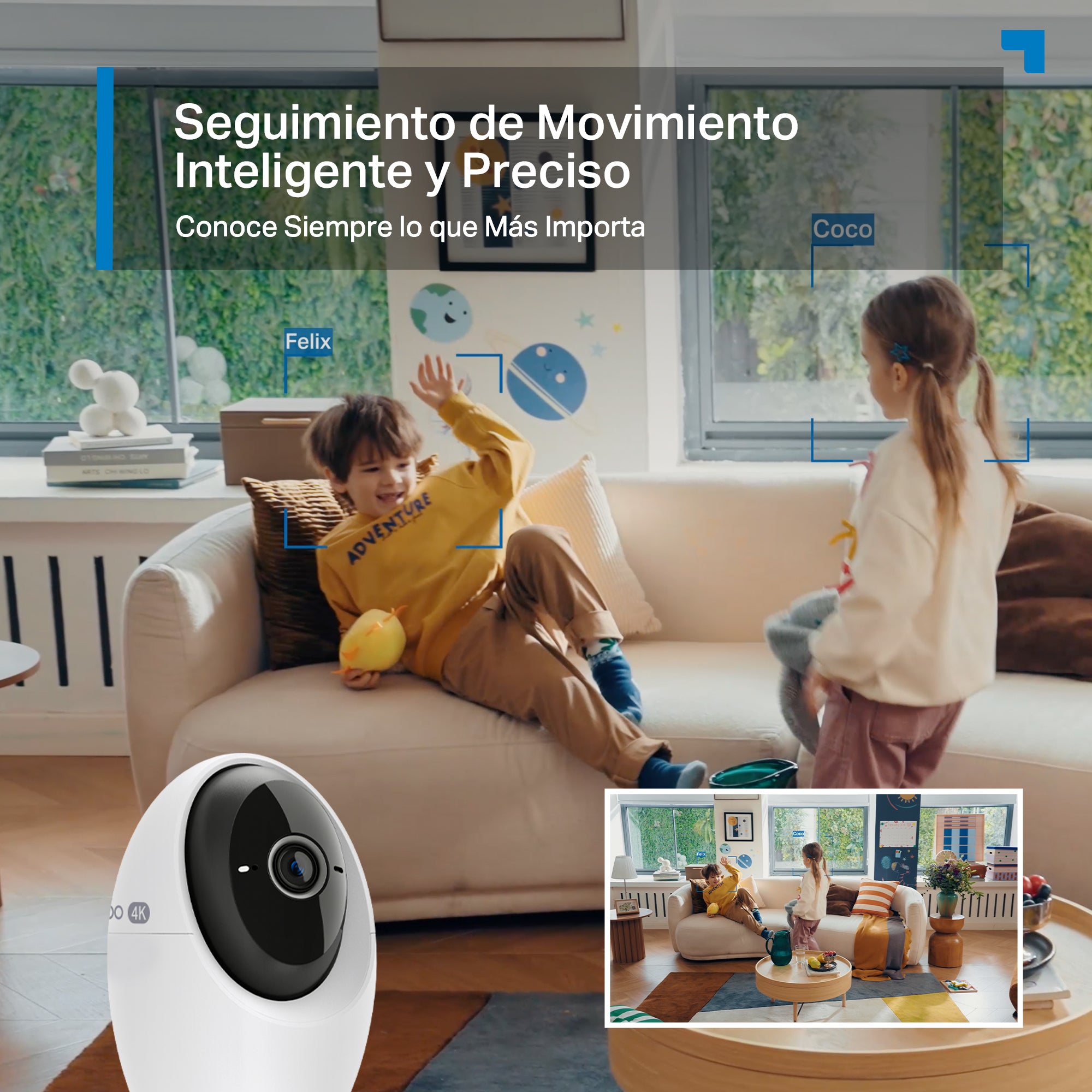 Tapo C260 - Cámara de Vigilancia Wi-Fi Inteligente, Rotación 360º, 4K 8MP, Detección IA, Reconocimiento Facial, Visión Nocturna