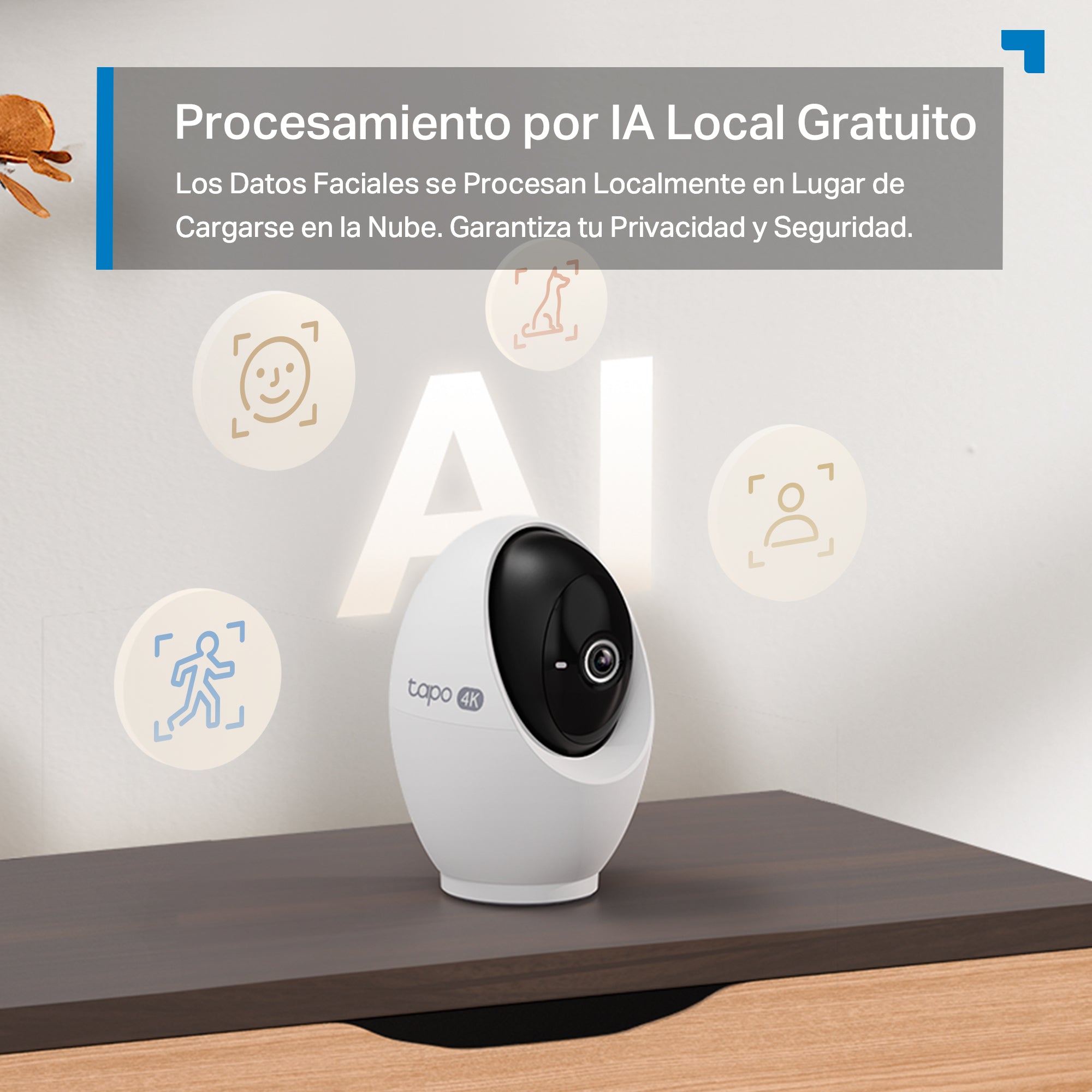 Tapo C260 - Cámara de Vigilancia Wi-Fi Inteligente, Rotación 360º, 4K 8MP, Detección IA, Reconocimiento Facial, Visión Nocturna