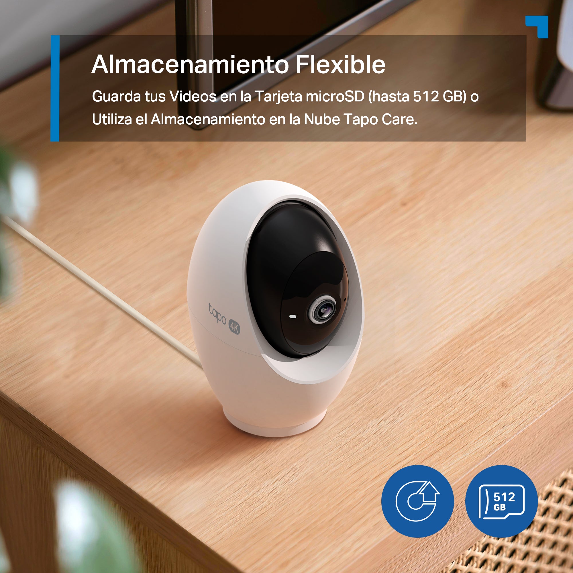 Tapo C260 - Cámara de Vigilancia Wi-Fi Inteligente, Rotación 360º, 4K 8MP, Detección IA, Reconocimiento Facial, Visión Nocturna
