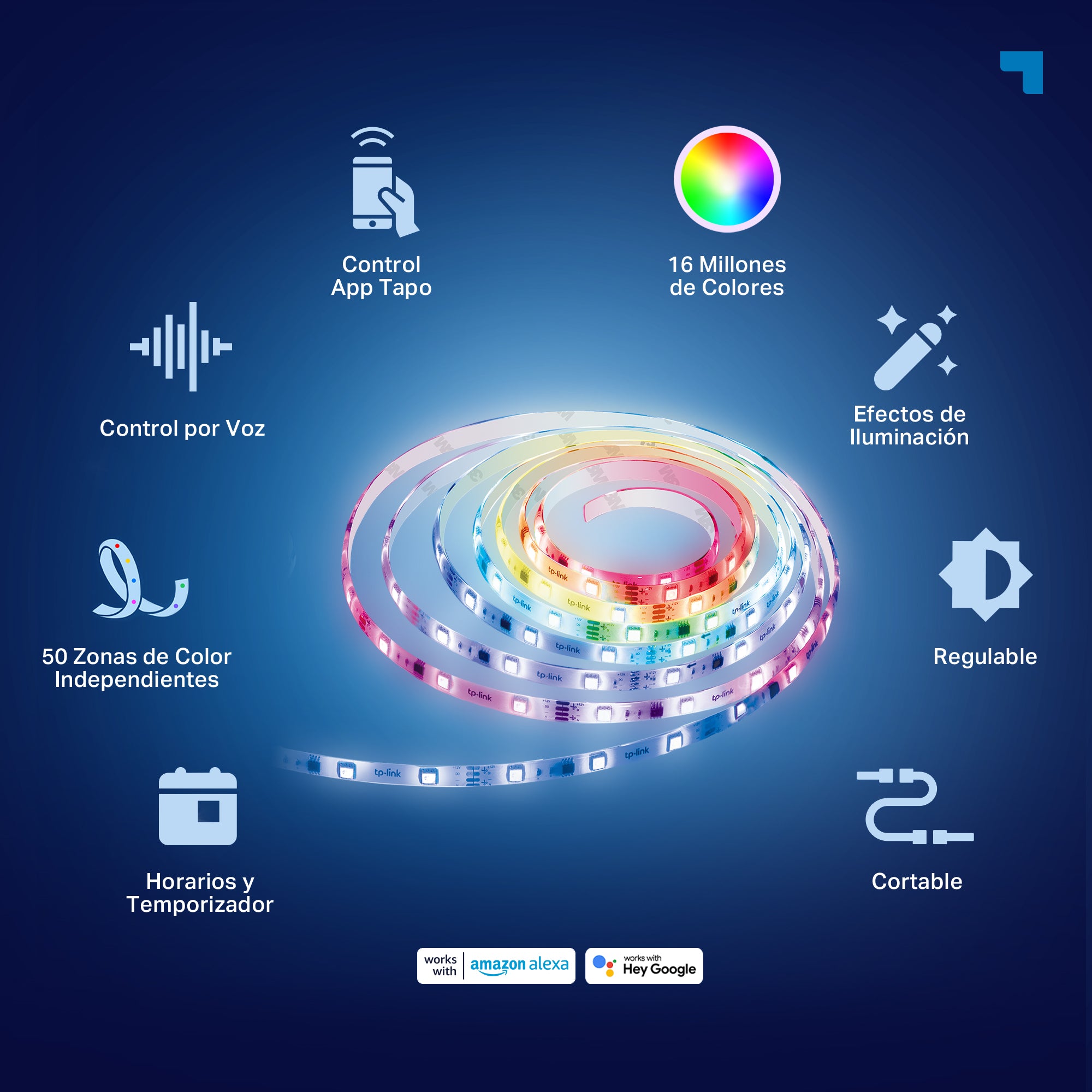 Tapo L920-5 - Tira de Luz LED Wi-Fi Inteligente Multicolor con 50 Zonas de Color Independientes