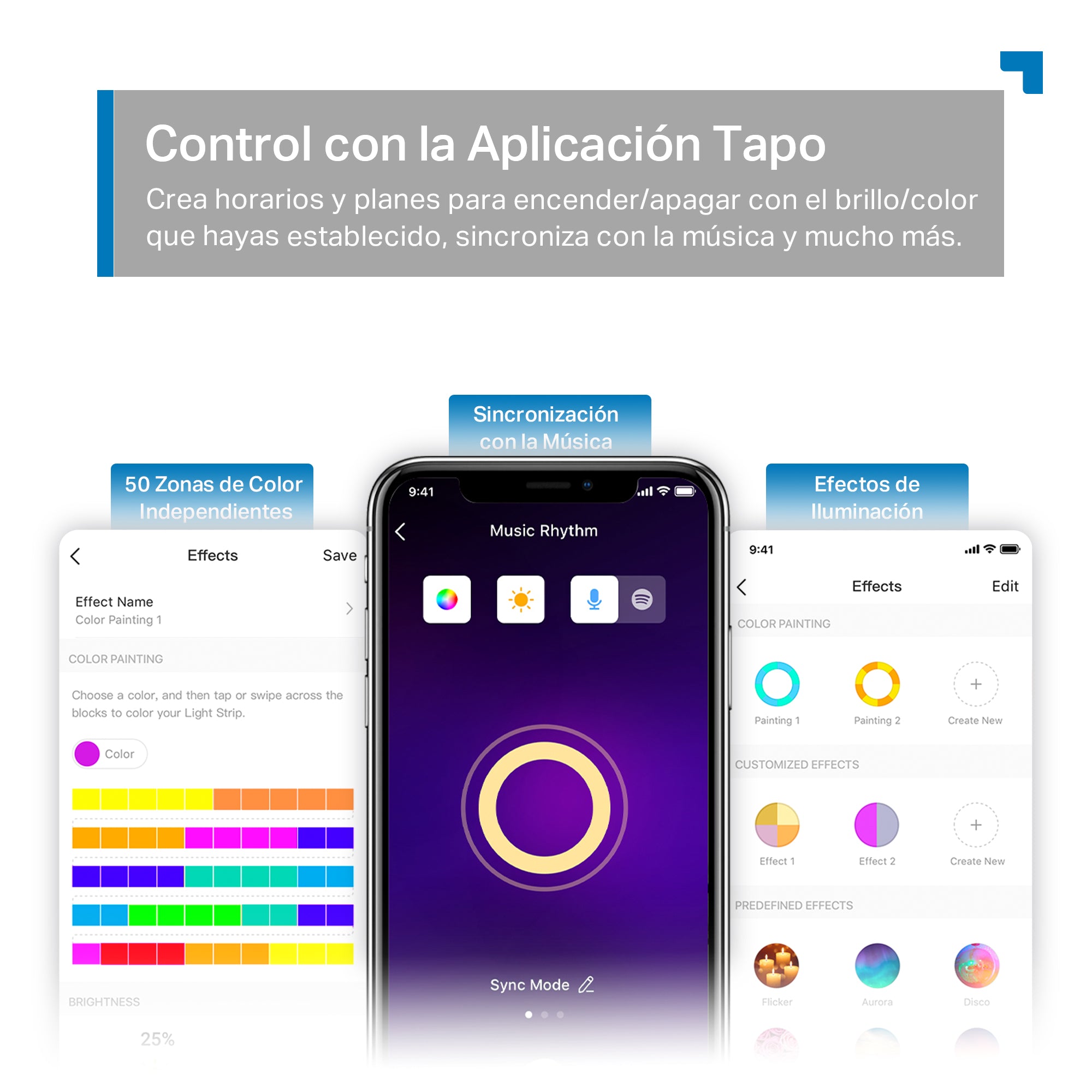 Tapo L930-5 - Tira LED Wi-Fi Inteligente Multicolor con 50 Zonas de Color Independientes