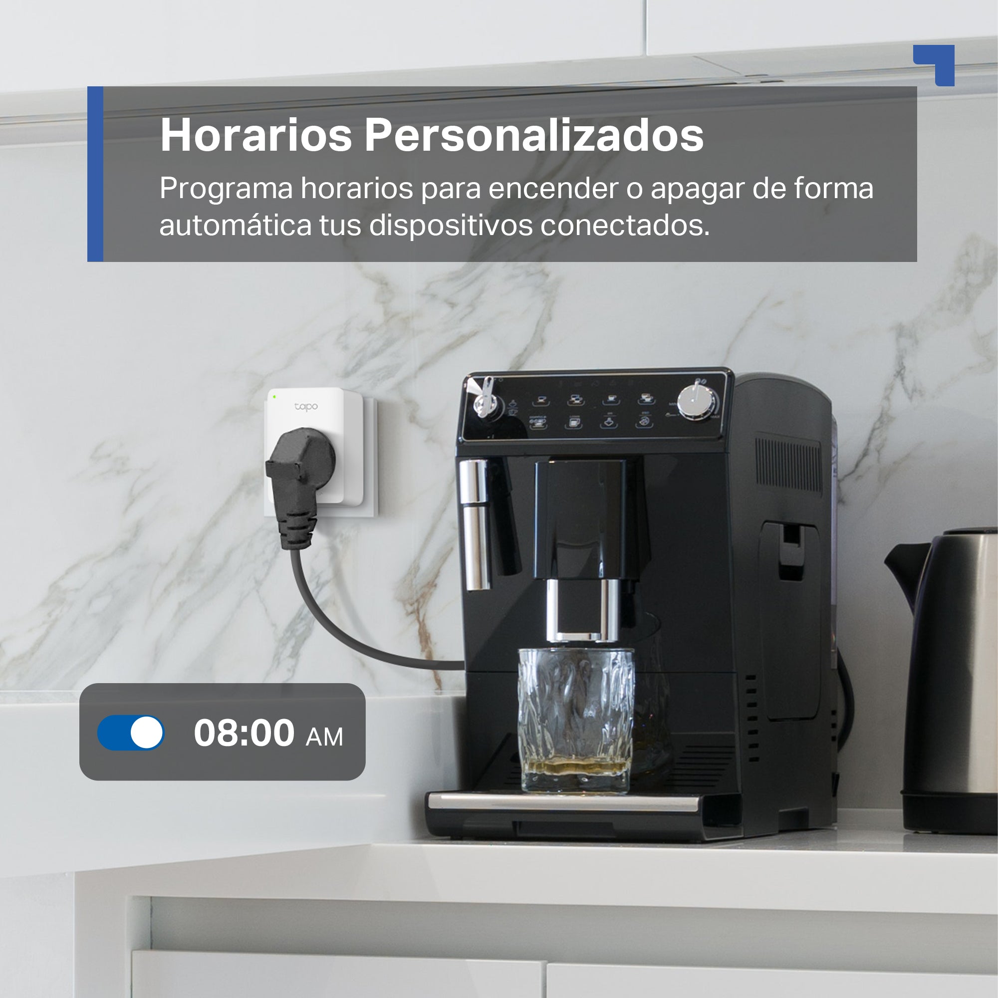 Tapo P100M - Mini Enchufe Wi-Fi Inteligente Compatible con Matter, Temporizador y Horarios, Control por Voz