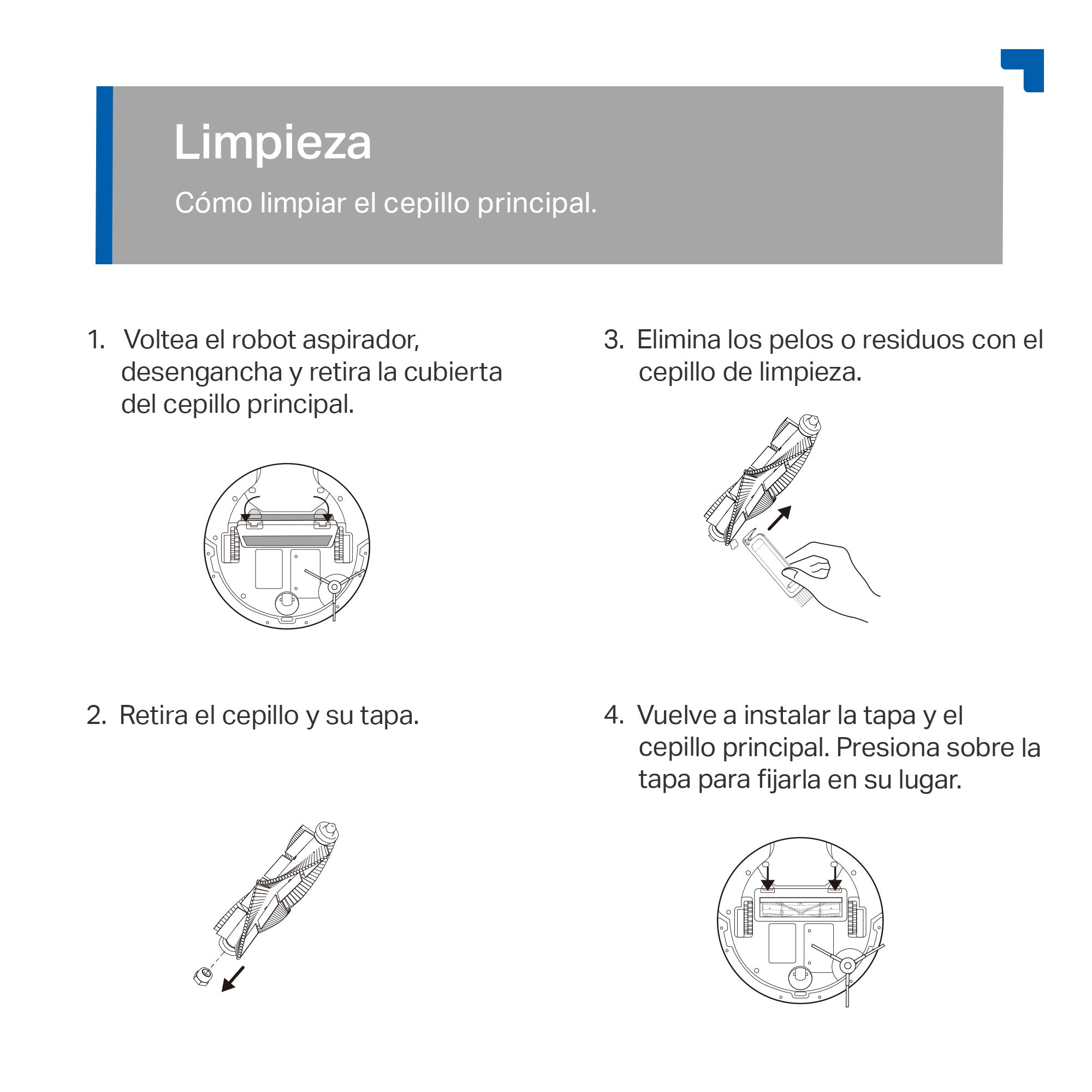 Tapo RVA105 - Kit de Repuestos para Robot Aspirador (1x Cepillo Principal, 2x Cepillo Lateral, 2x Filtro HEPA)