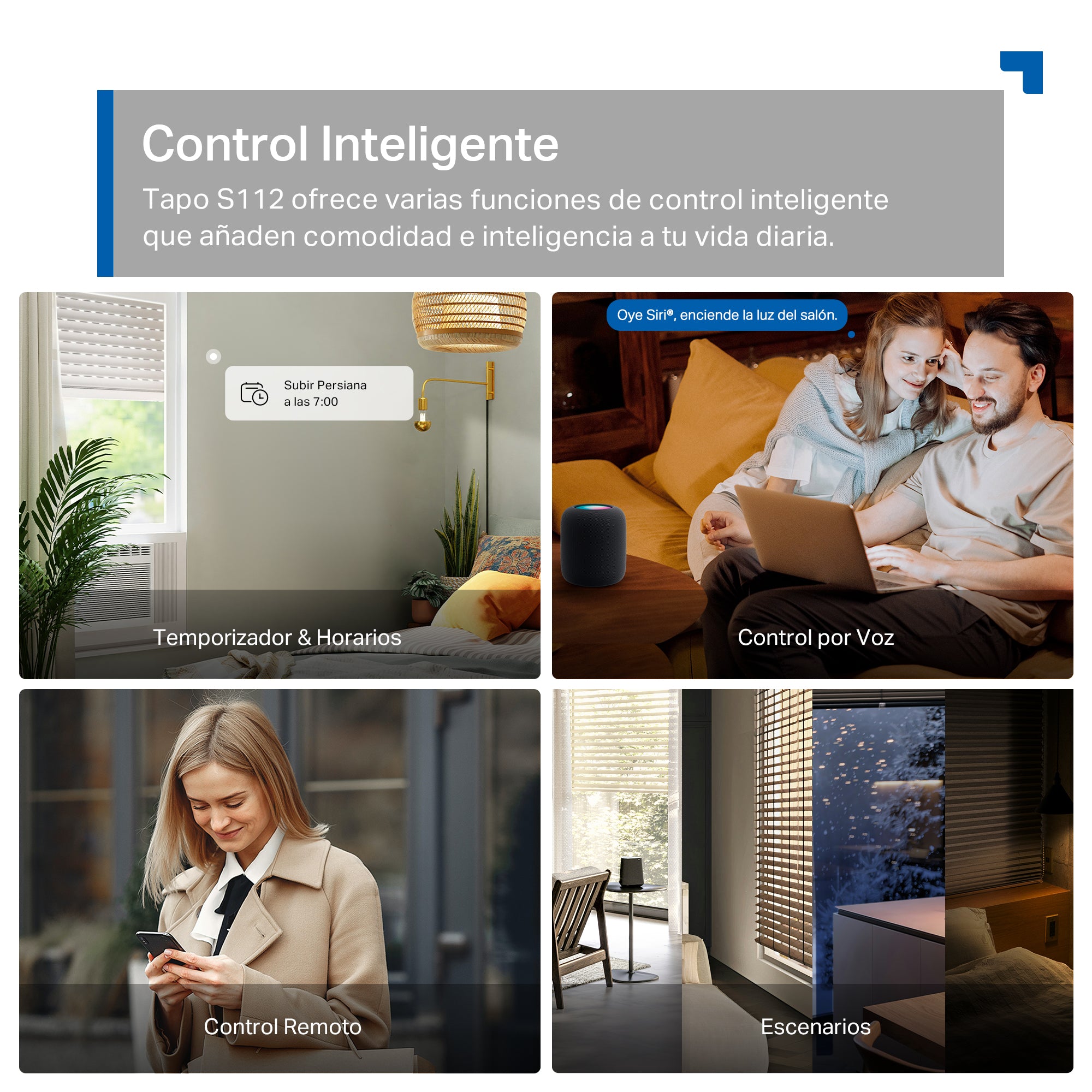 Tapo S112 - Relé Doble Inteligente, Control de Persianas Motorizadas, Control de Iluminación, Horarios, Control por Voz