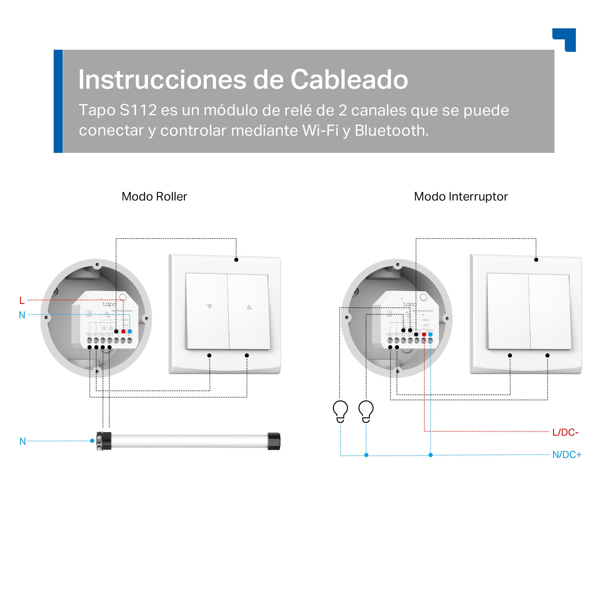 Tapo S112 - Relé Doble Inteligente, Control de Persianas Motorizadas, Control de Iluminación, Horarios, Control por Voz