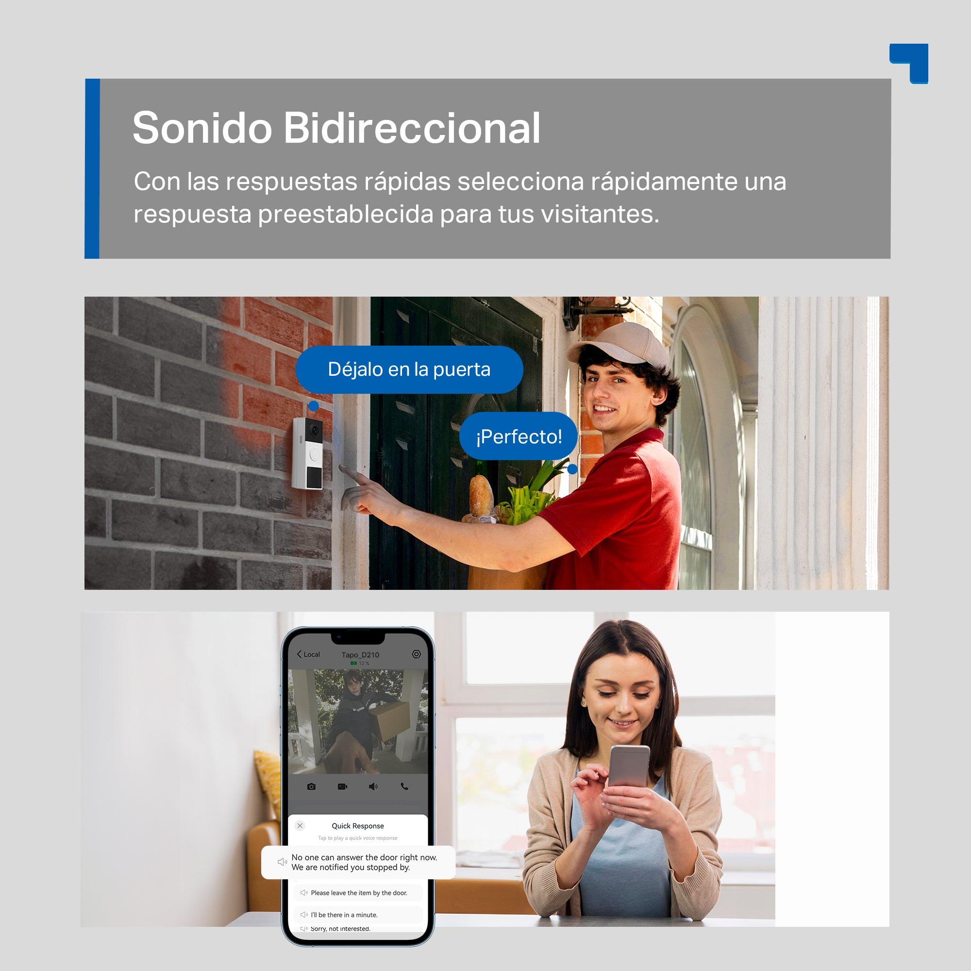 Tapo D210 - Timbre Inteligente con Video 2K 3MP, Visión Nocturna a Color, Protección IP65