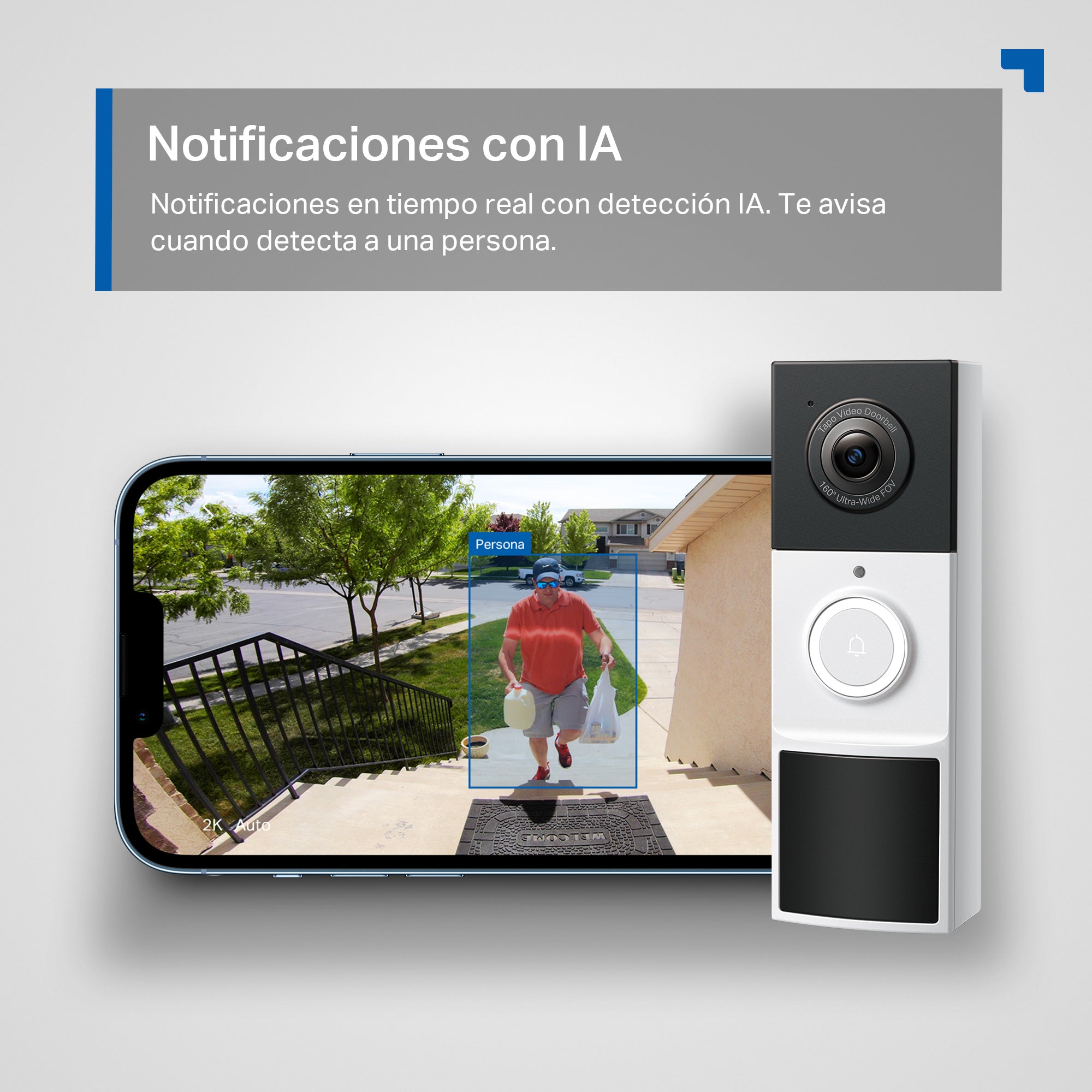 Tapo D210 - Timbre Inteligente con Video 2K 3MP, Visión Nocturna a Color, Protección IP65