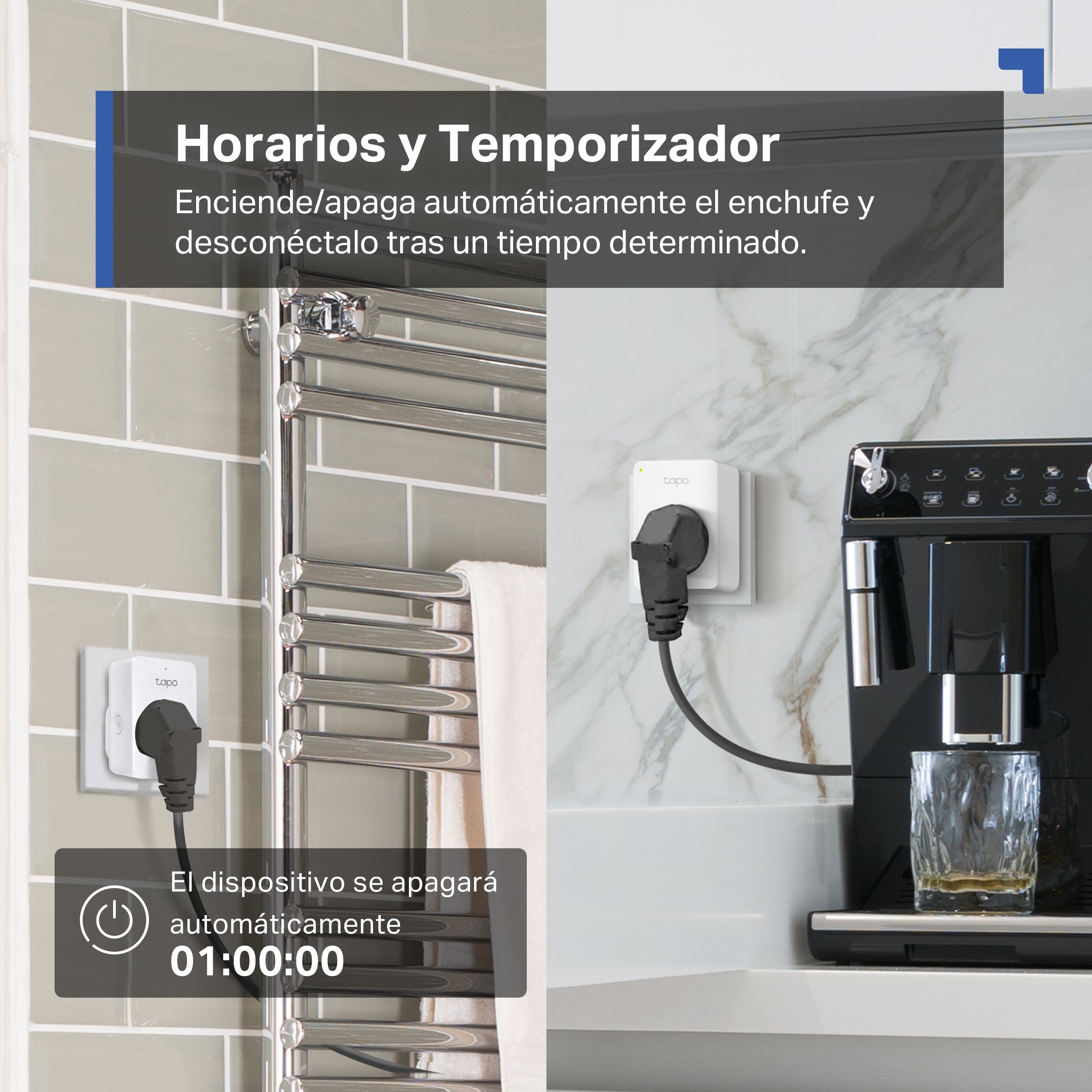 Tapo P110M - Mini Enchufe Wi-Fi Inteligente Compatible con Matter, Monitorización de Energía,Temporizador y Horarios, Control por Voz