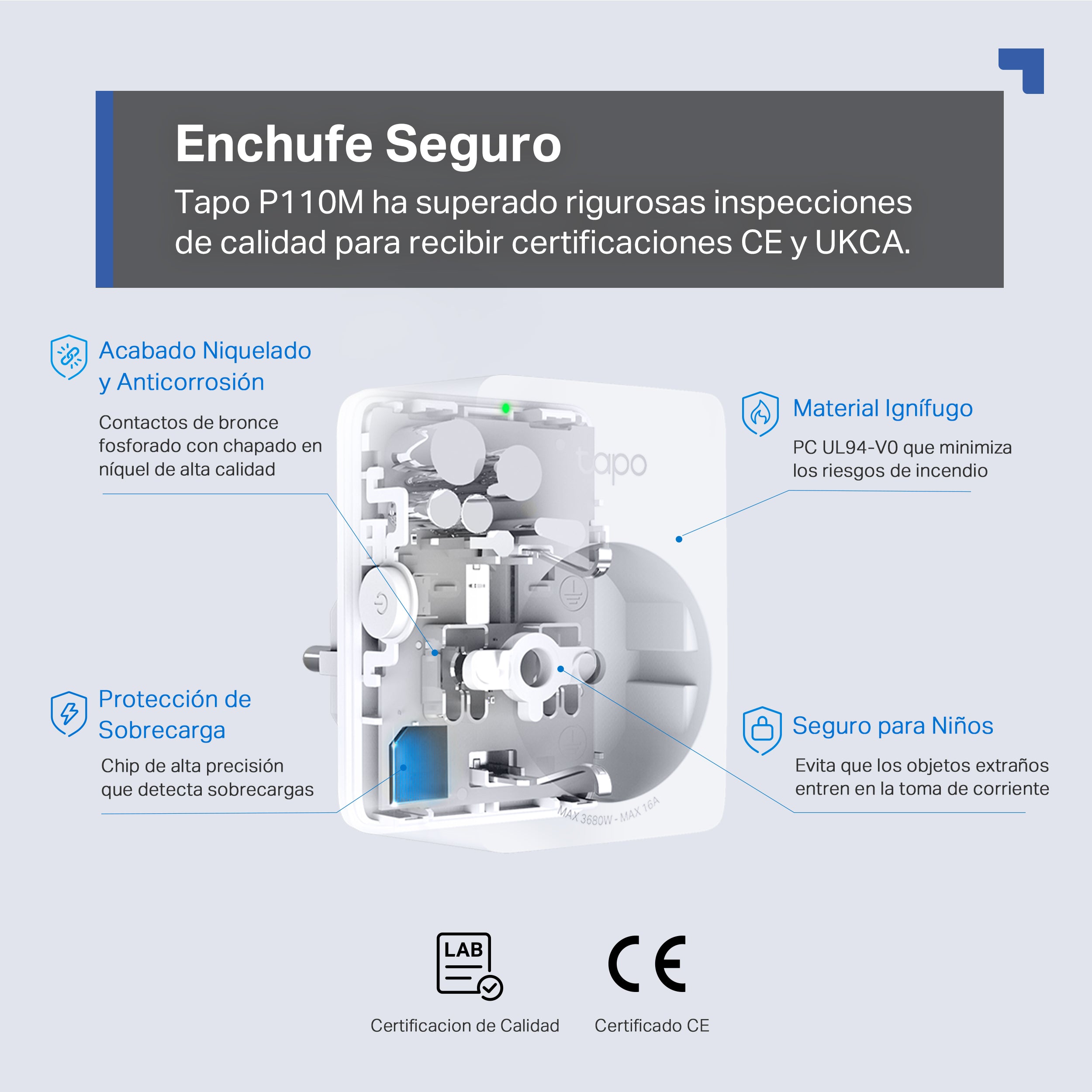 Tapo P110M - Mini Enchufe Wi-Fi Inteligente Compatible con Matter, Monitorización de Energía,Temporizador y Horarios, Control por Voz