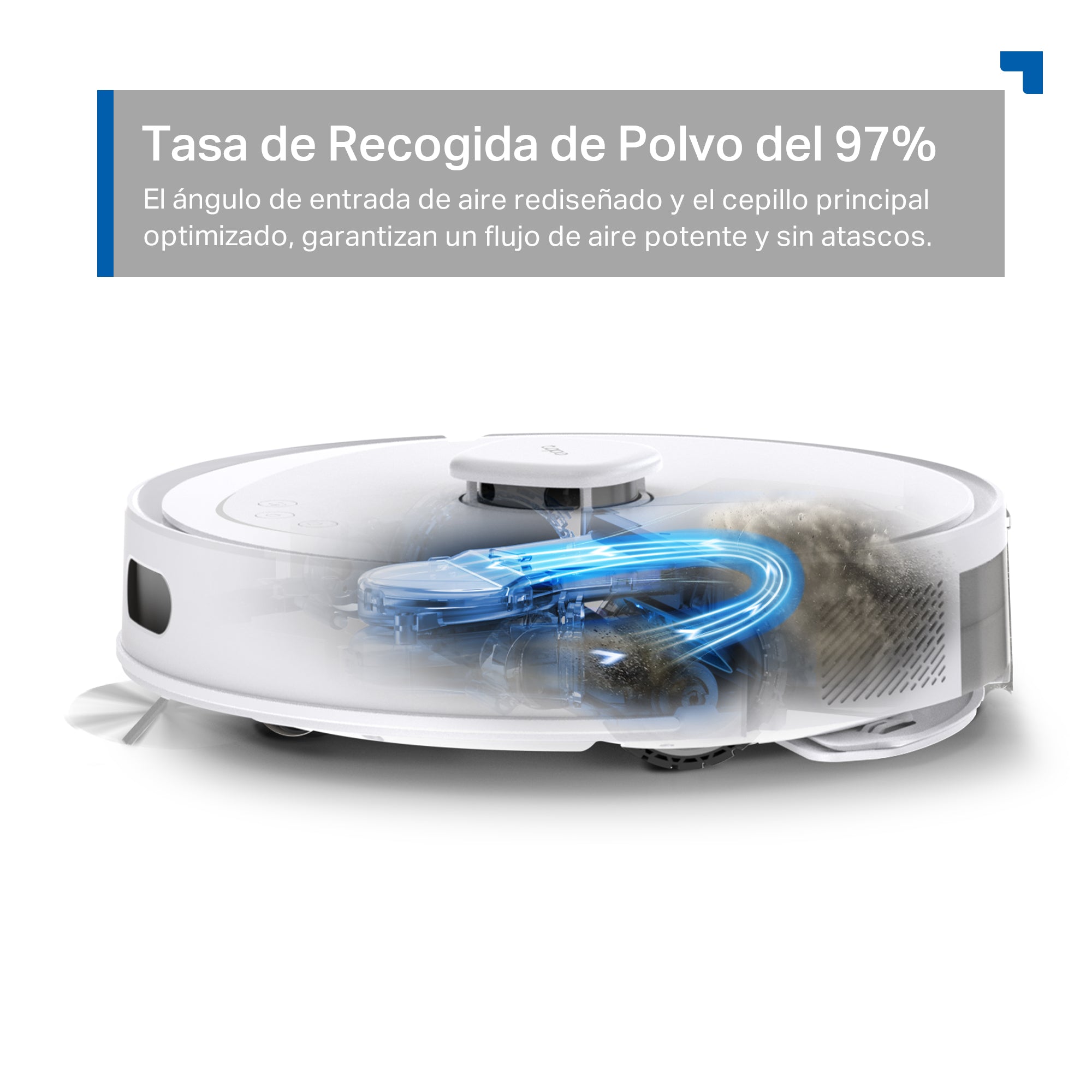 Tasa de recogida del polvo del 97% del robot aspirador Tapo RV30 Max Plus White
