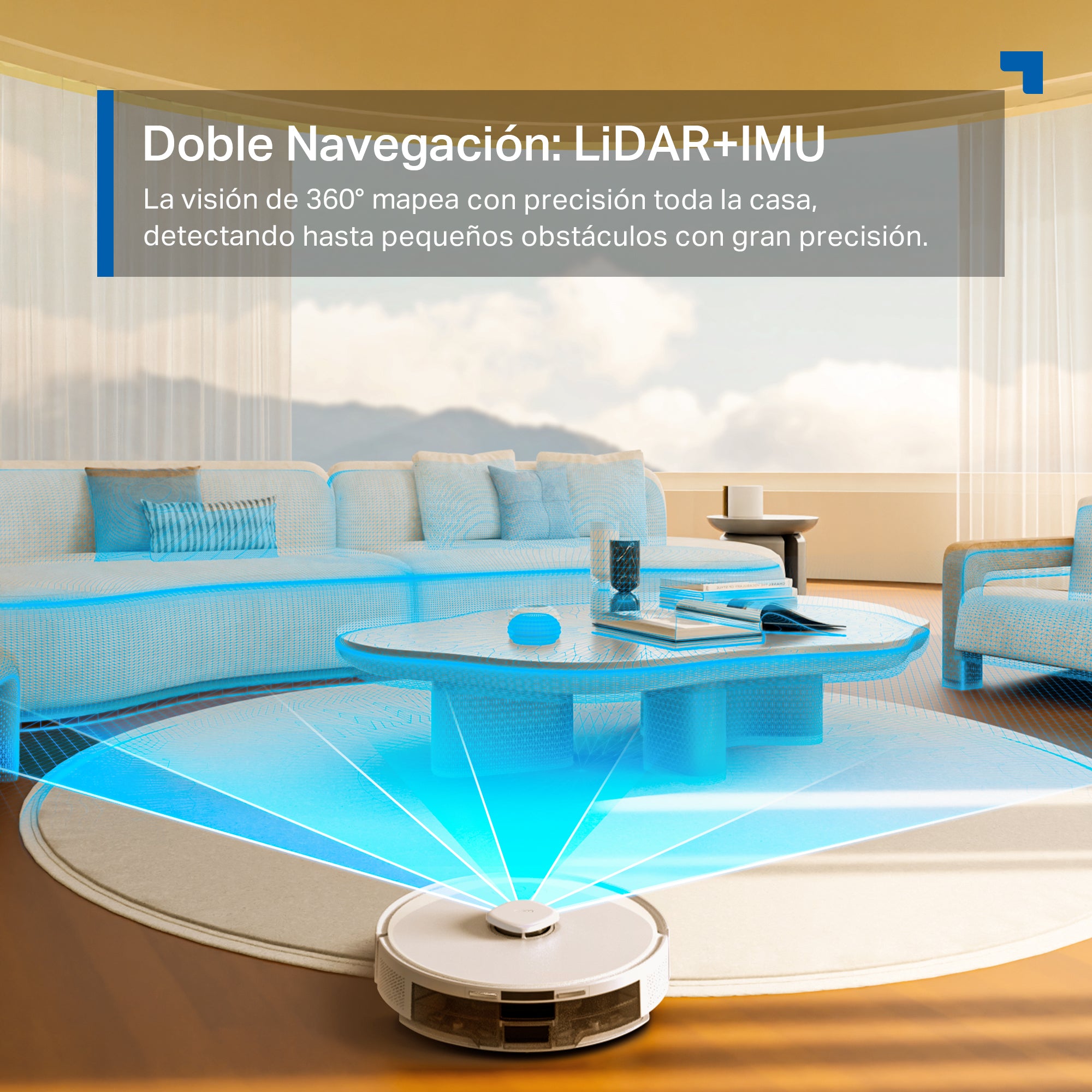 Sistema de navegación LiDAR e IMU del robot aspirador Tapo RV30 Max Plus para mapeo preciso y eficiente