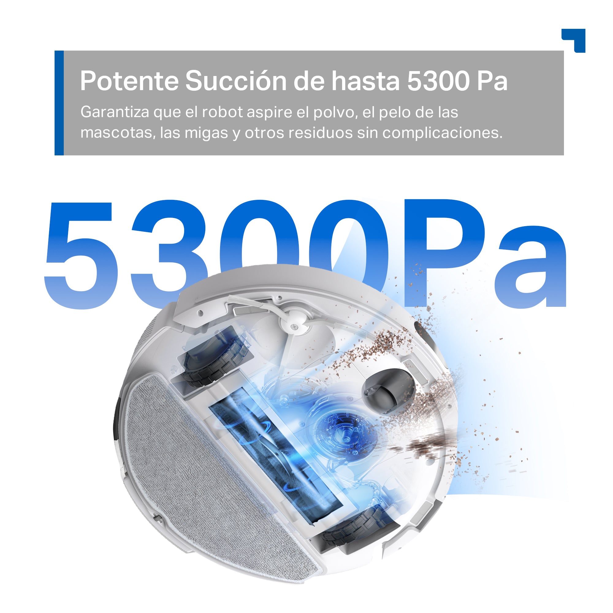 Potencia de succión de 5300Pa del robot aspirador Tapo RV30 Max Plus eliminando suciedad incrustada 05