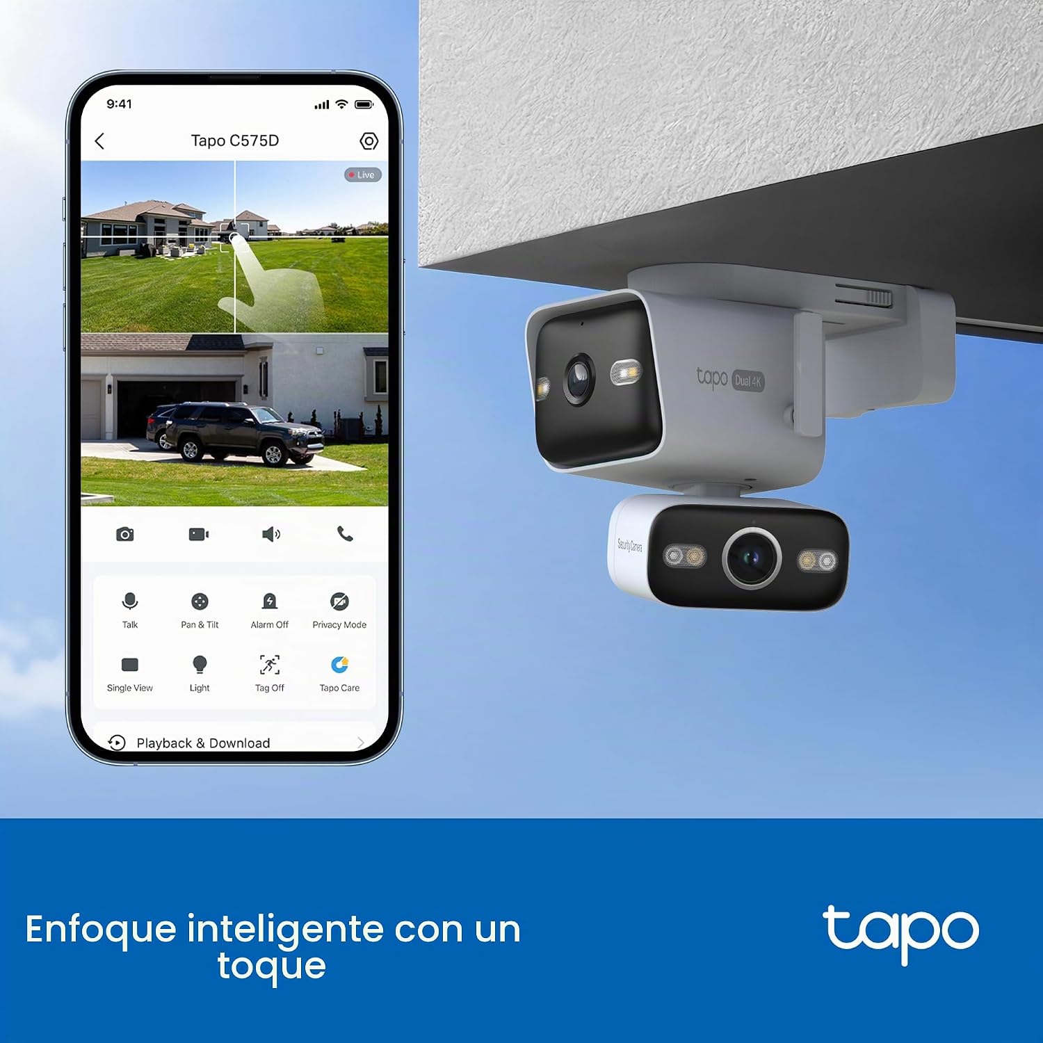 4K Doble Lente Cámara Exterior 360° con IA | Tapo C575D