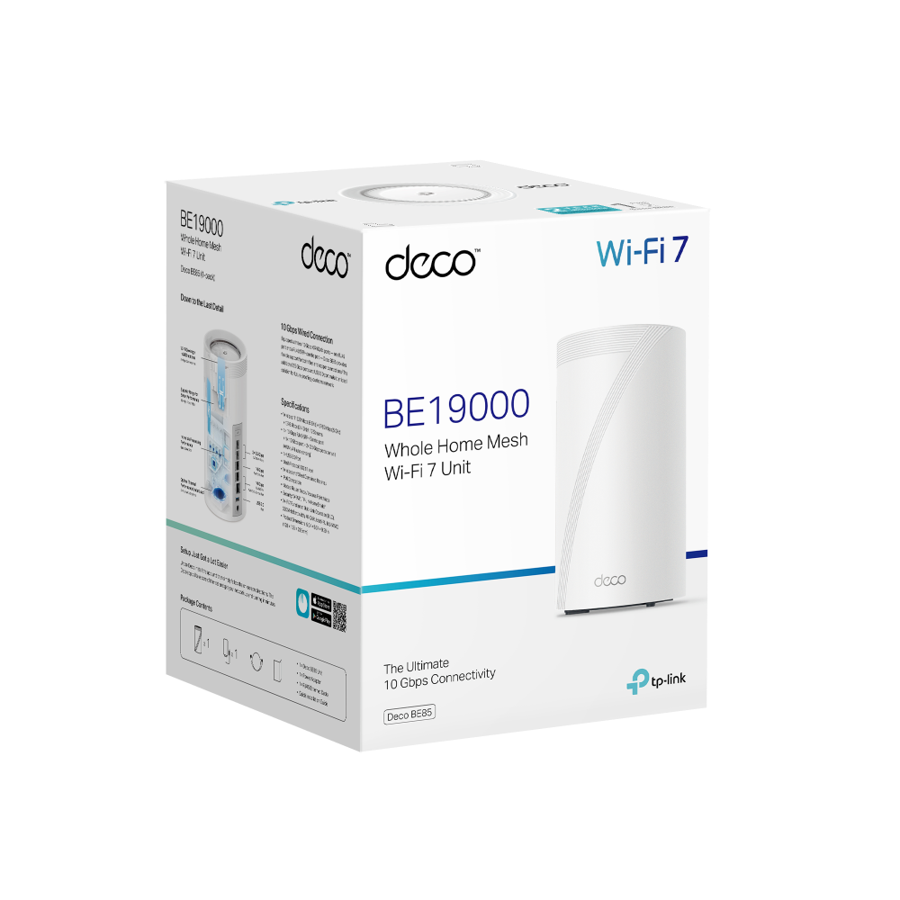 Sistema Wi-Fi 7 Mesh BE19000 de Triple Banda hasta 19 Gbps con Puertos 10G | Deco BE85