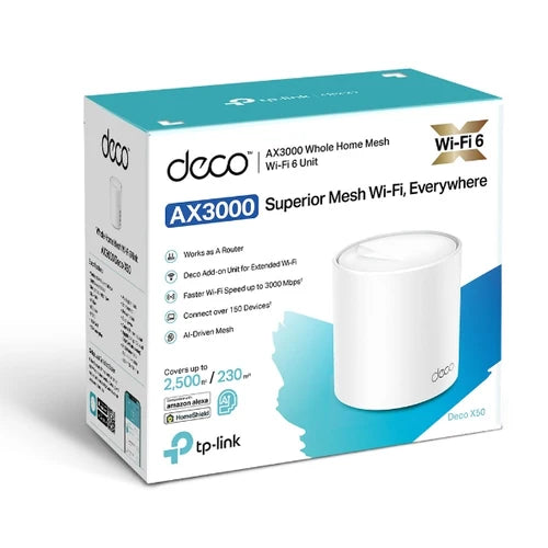 Caja del sistema WiFi 6 Mesh TP-Link Deco X50 AX3000 paquete individual.