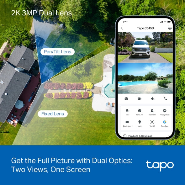 2K+2K Doble Lente 360° Cámara de Exterior | Tapo C545D