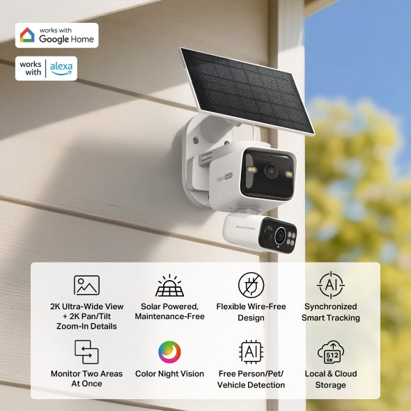 2K+2K Doble Lente 360° Cámara Solar | Tapo C645D KIT