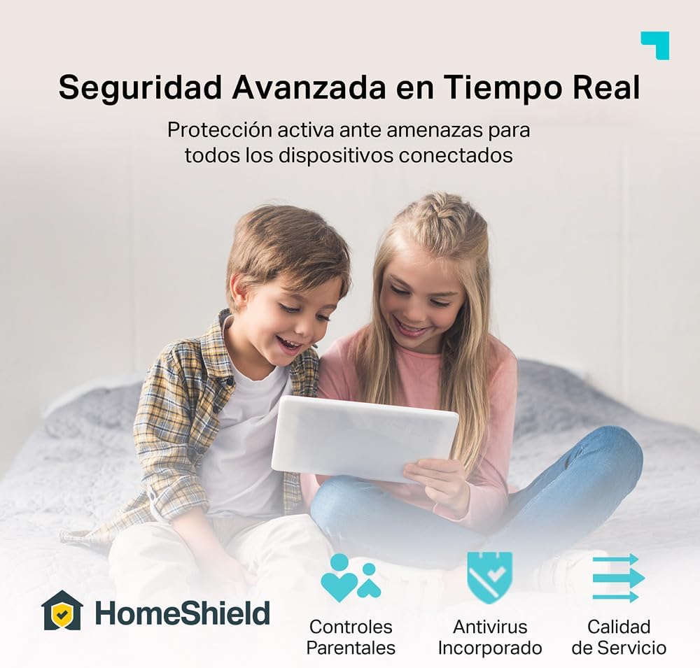 Seguridad de red y control parental HomeShield en el sistema TP-Link Deco.