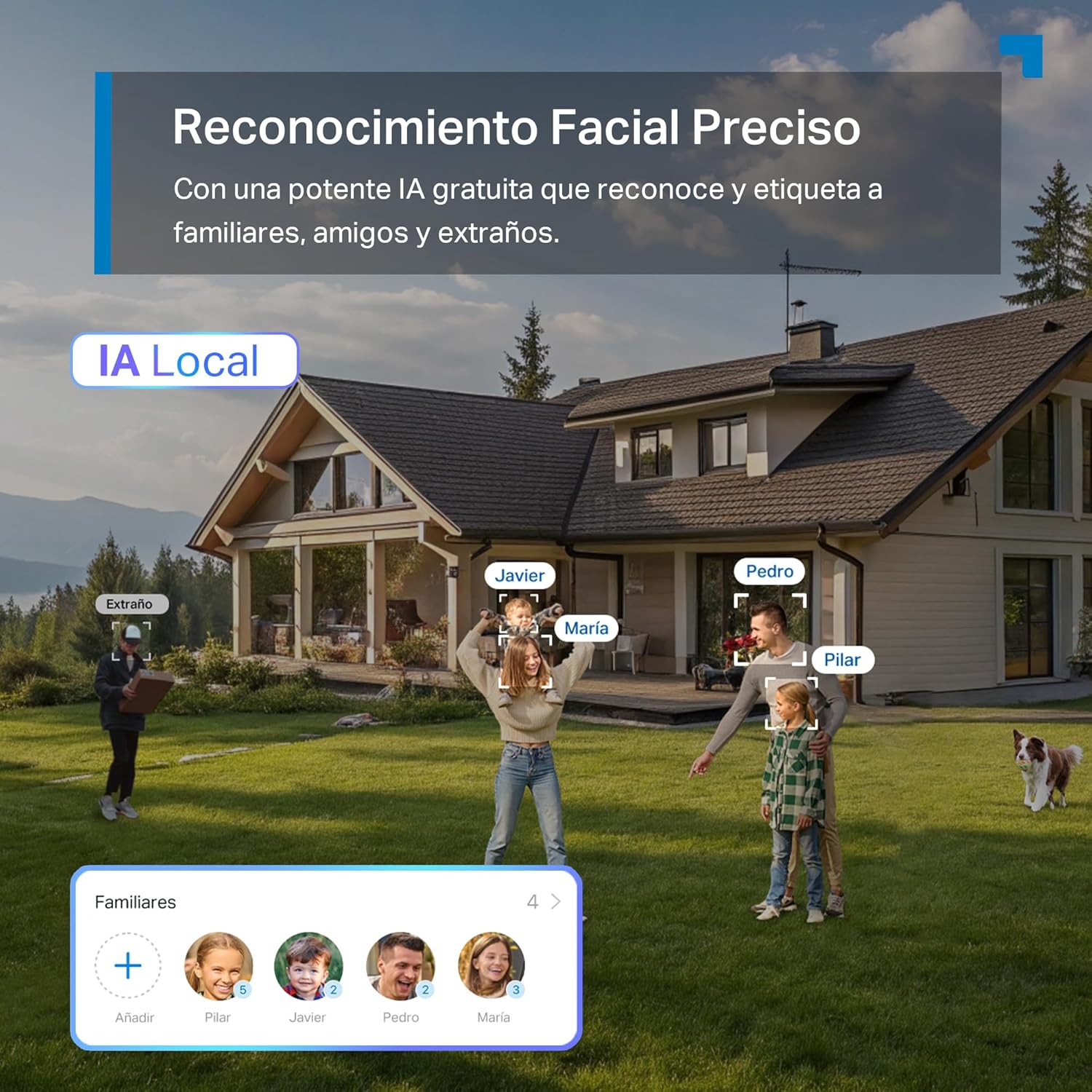 Reconocimiento facial preciso e IA local para identificar familiares y extraños con Tapo C665G KIT.