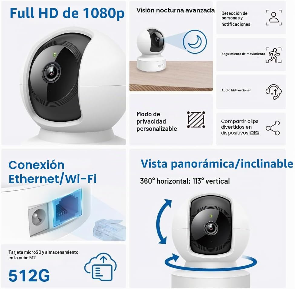 1080p HD IA 360° con Ethernet | Tapo C202