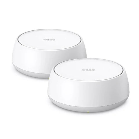 Conjunto de 2 unidades del router Wi-Fi 7 Mesh TP-Link Deco BE3600 en color blanco.