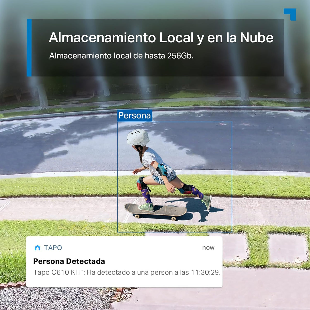 Notificación de la app Tapo mostrando la detección de personas mediante IA con la Tapo C610 KIT.