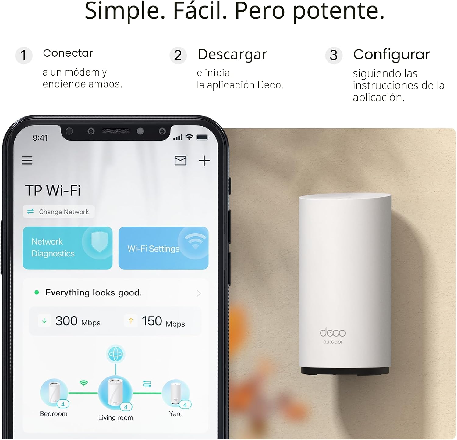 Proceso de configuración paso a paso del Deco BE25-Outdoor mediante la aplicación móvil Deco.