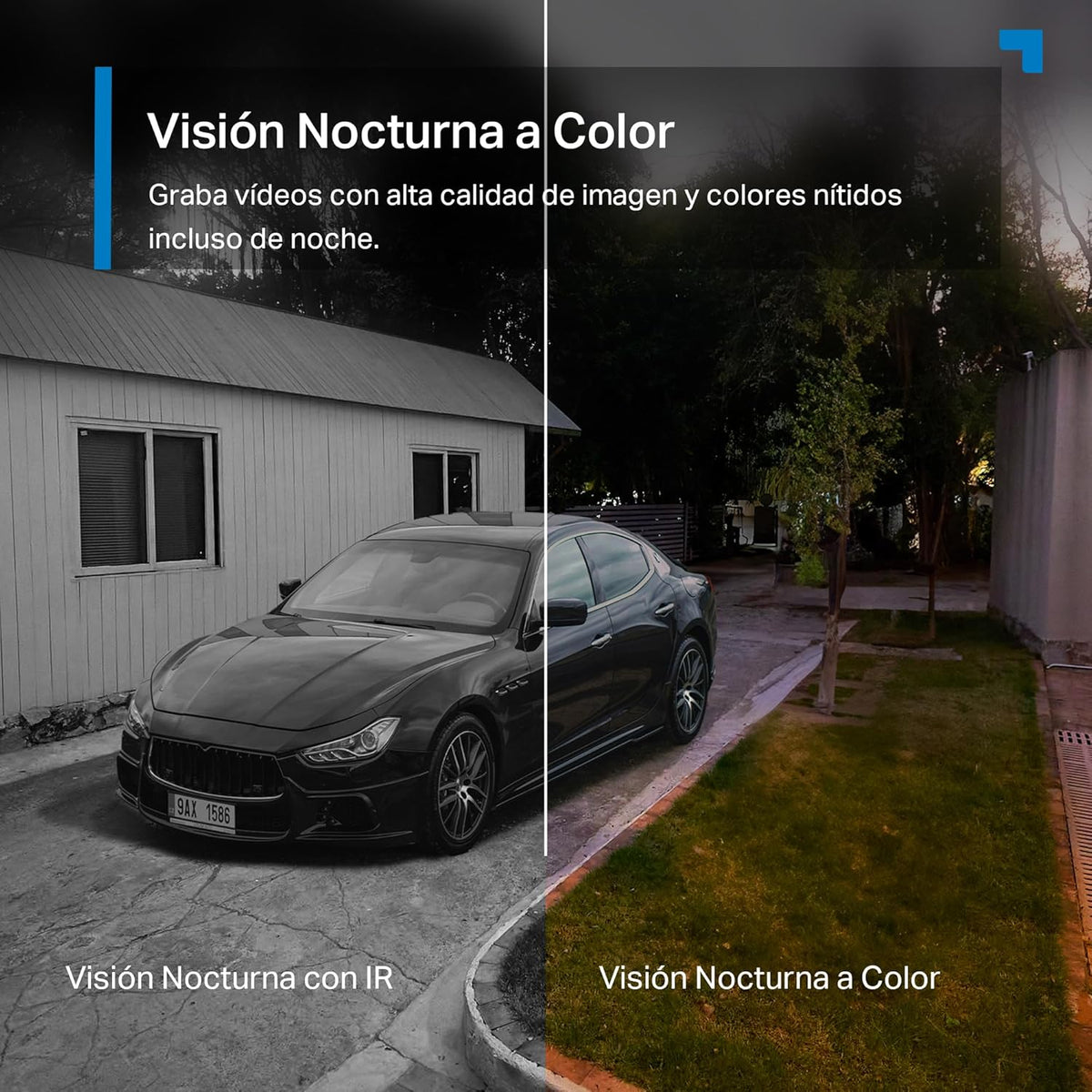 Comparativa entre visión nocturna por infrarrojos y visión nocturna a color en la cámara Tapo C610 KIT.