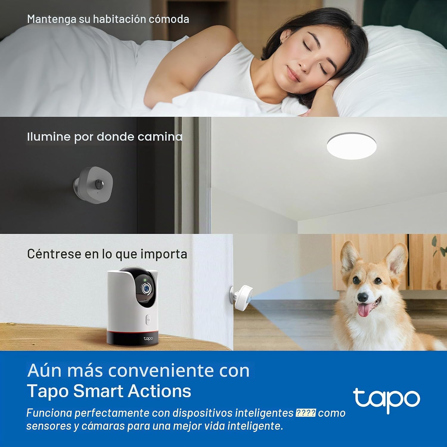Integración de Tapo Smart Actions conectando el hub H110 con cámaras de seguridad y sensores del hogar.