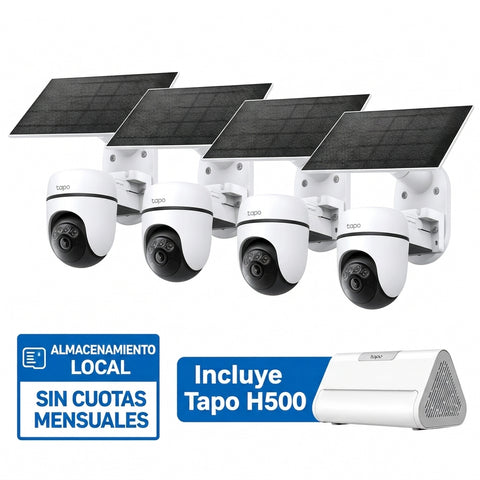 2K 3MP Solar Exterior IA 360° con Hub IA| Tapo H500 + C610KIT (4-pack)
