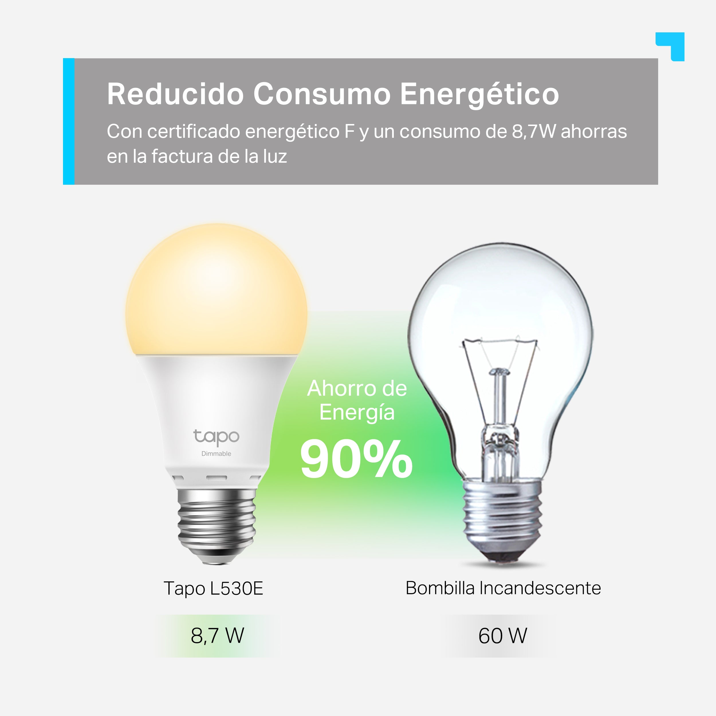 Tapo L510E - Bombilla LED Inteligente RGB Regulable con Luz blanca Cálida