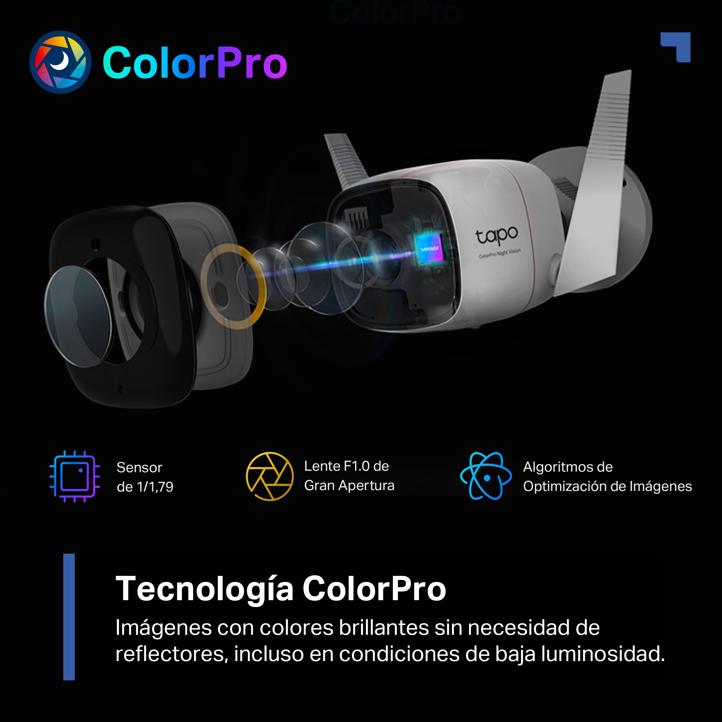 TAPO C325WB - Cámara de Vigilancia Wi-Fi para Exterior, 2K QHD, Visión Nocturna ColorPro