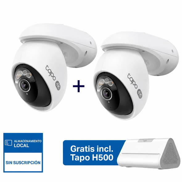 Cámara 4K 8MP Exterior IA 360° Wi-Fi 6 | Tapo H500 + C560WS (2-pack)