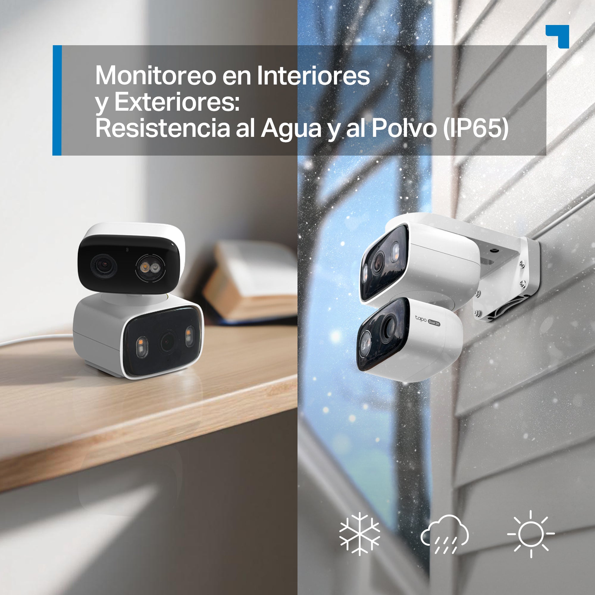 Tapo C246D - Cámara de Vigilancia Wi-Fi Doble Lente 2K QHD para Exterior/Interior, 360º, Detección IA y Resistencia IP65