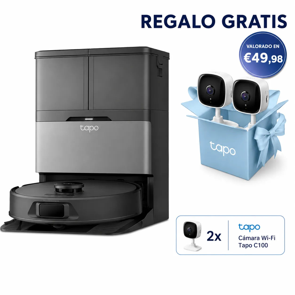 Robot Aspirador y Fregona 15000 Pa Con Estación de Autolimpieza | Tapo RV50 Pro Omni